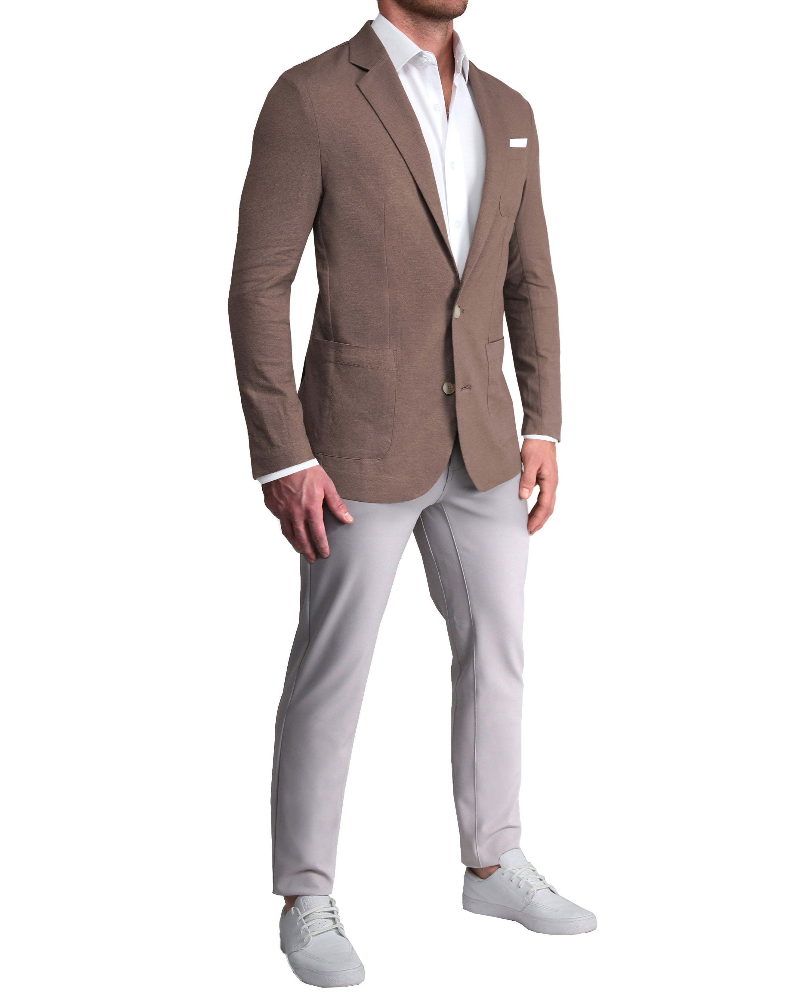 Unstructured Linen Blazer - Taupe
