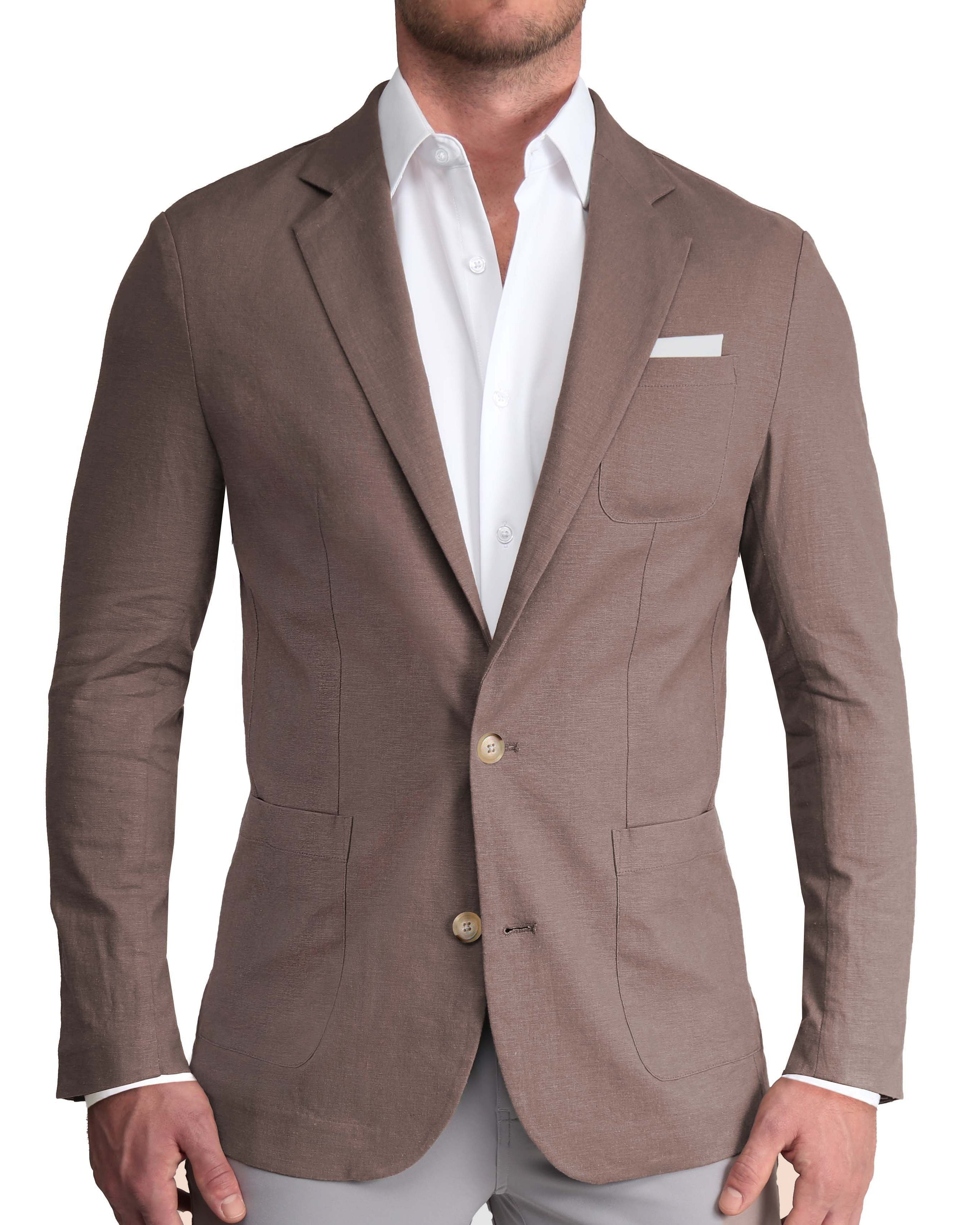 Unstructured Linen Blazer - Taupe