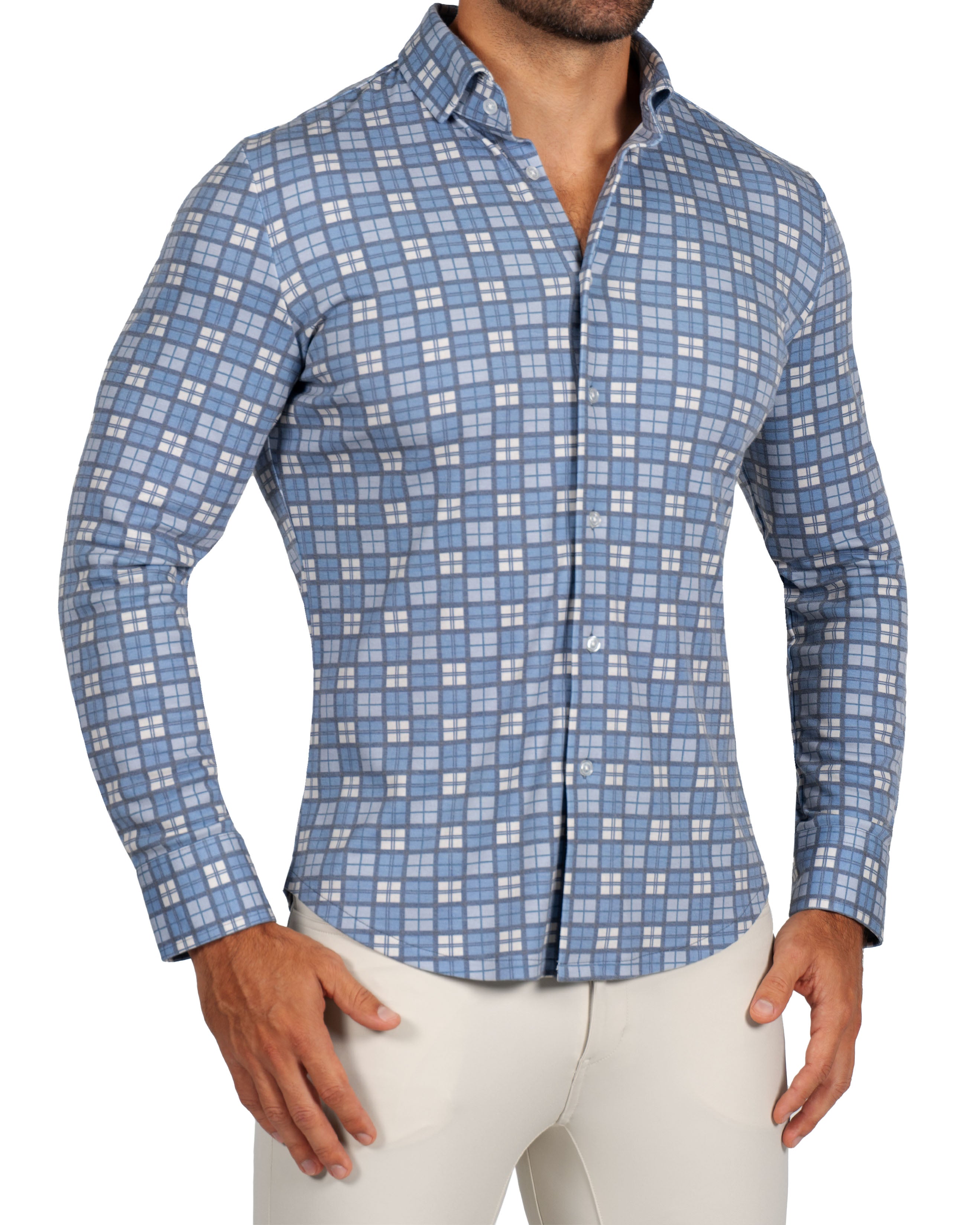 "The Ellis" Blue, Tan & Teal Plaid Button Down