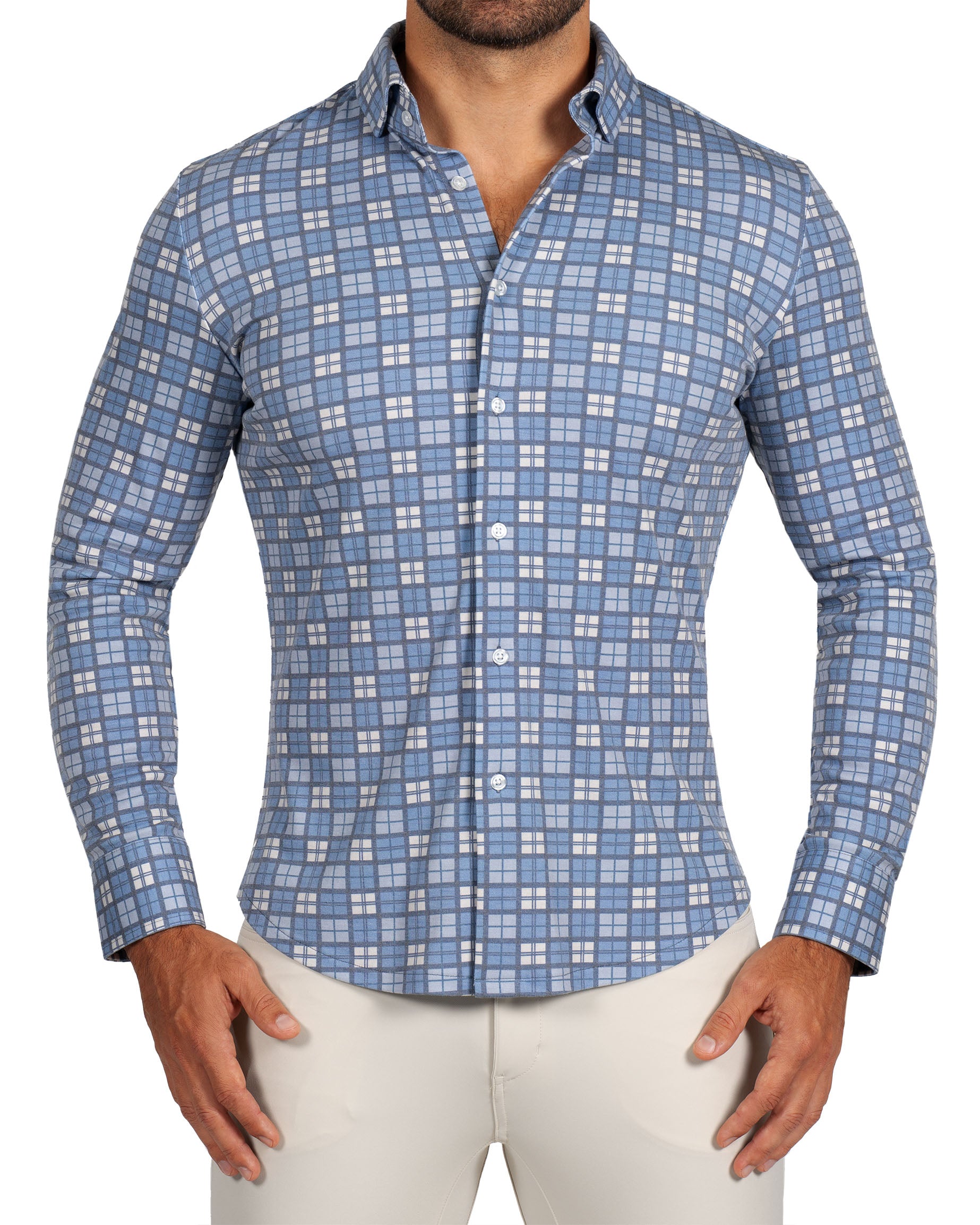 "The Ellis" Blue, Tan & Teal Plaid Button Down
