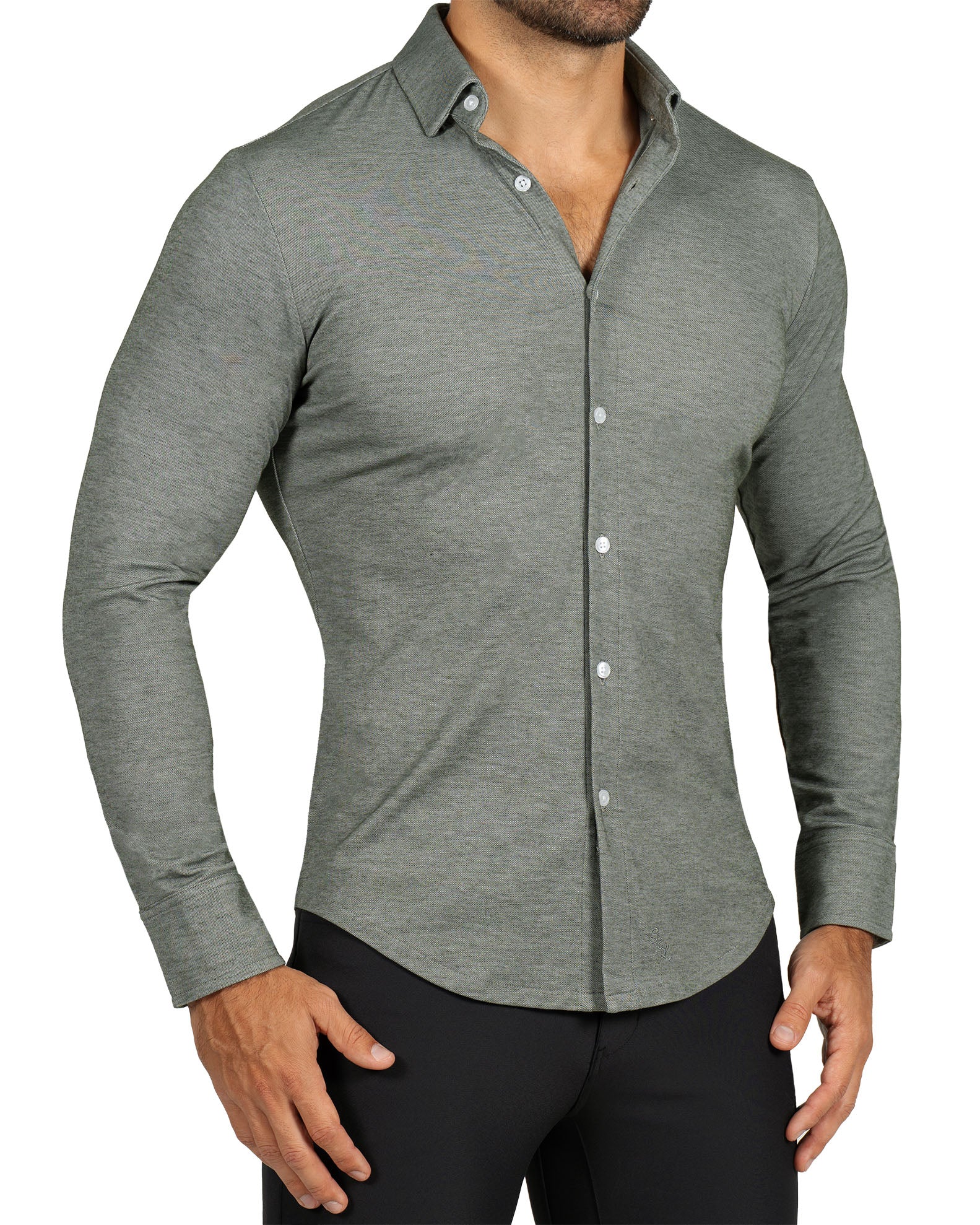 "The Grover" Olive Pique Button Down