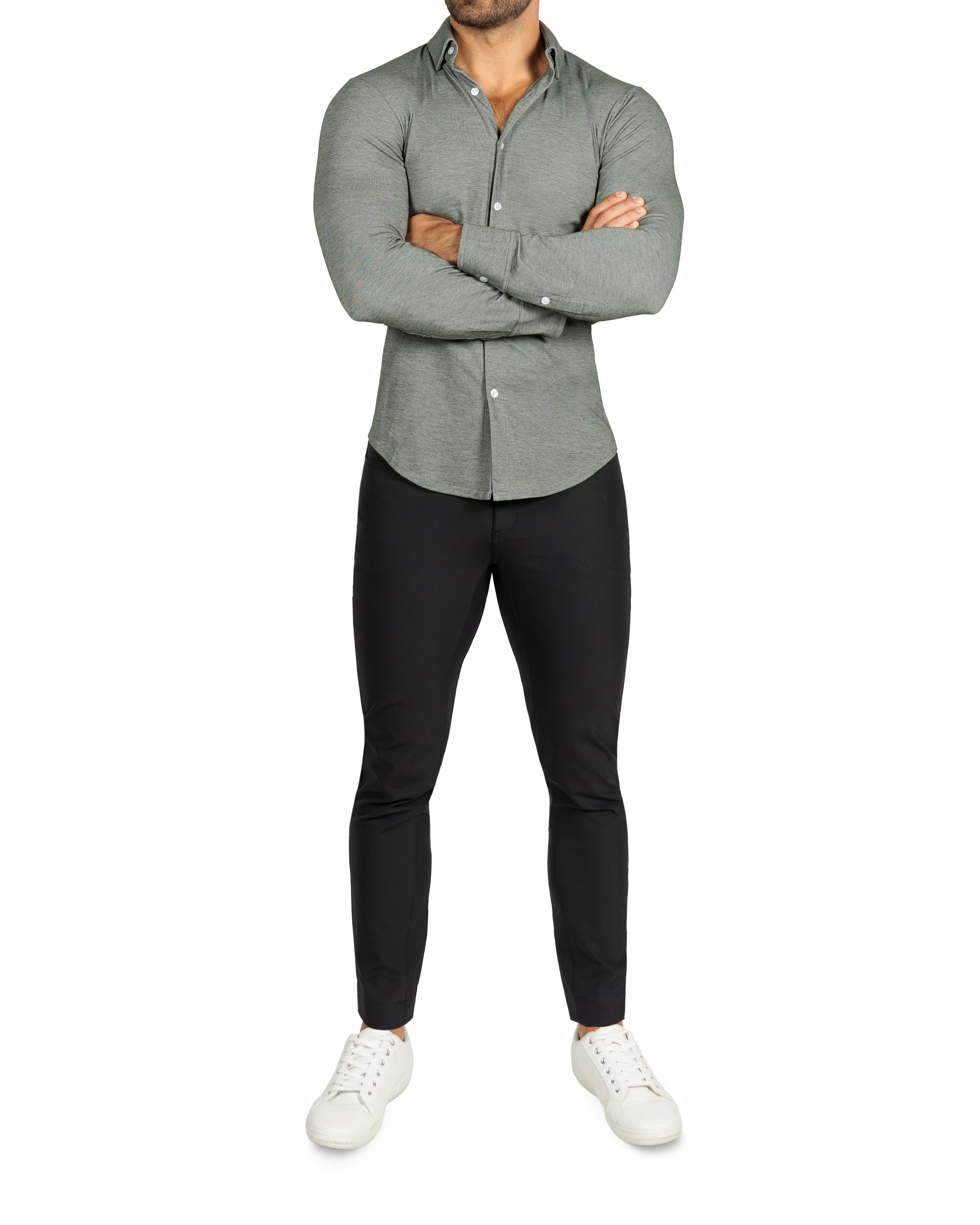 "The Grover" Olive Pique Button Down