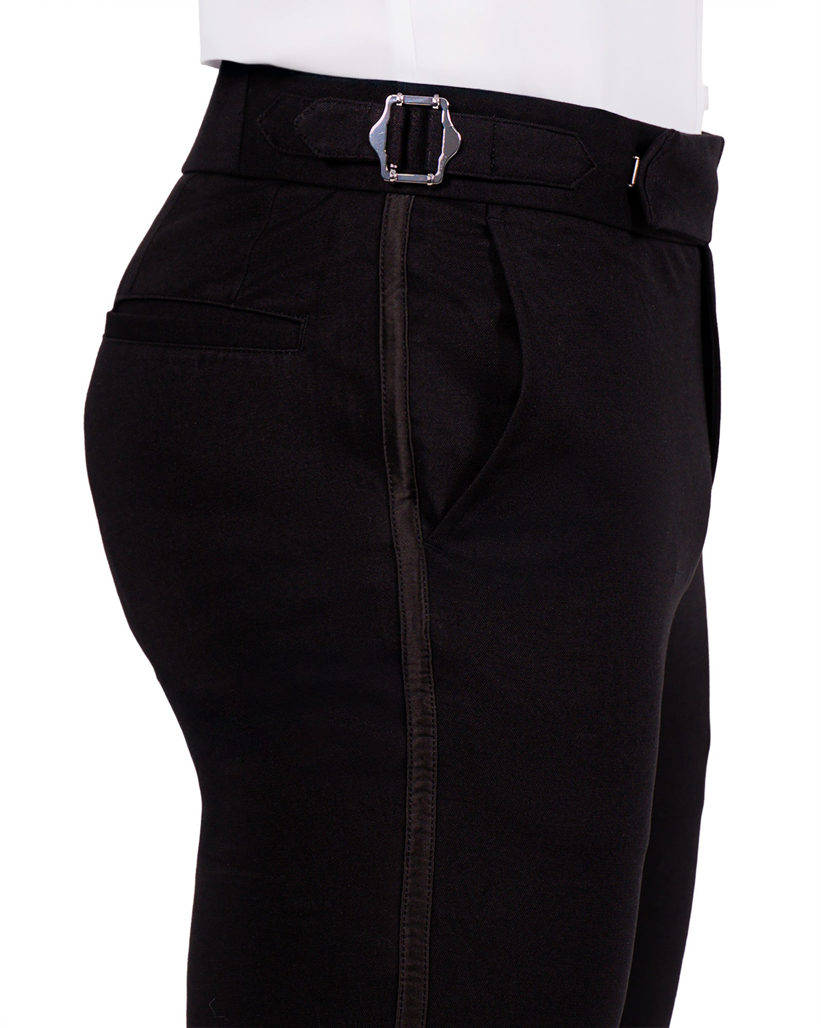 Athletic Fit Stretch Flat Front Tuxedo Pants - Black