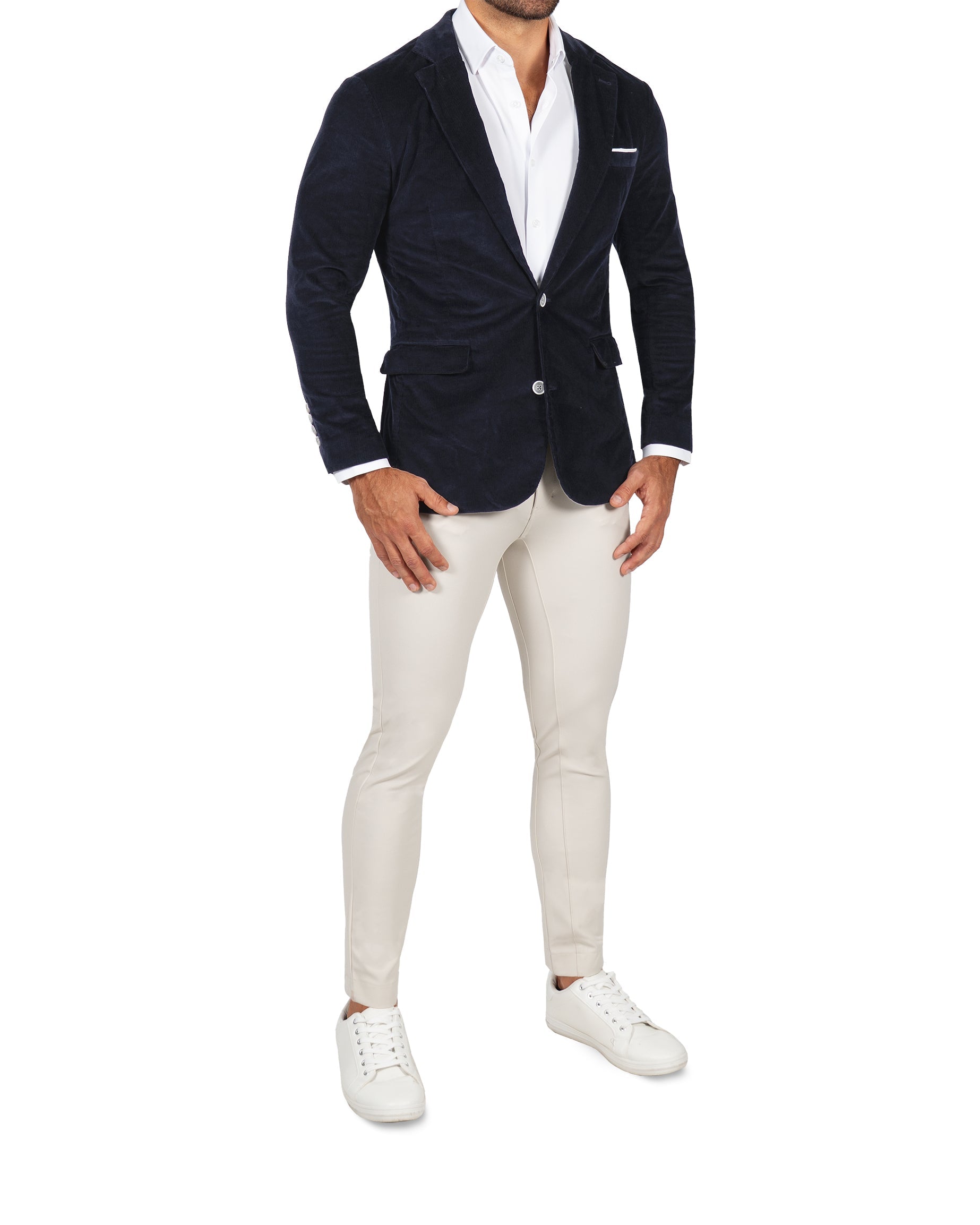 Unstructured Corduroy Blazer - Dark Navy