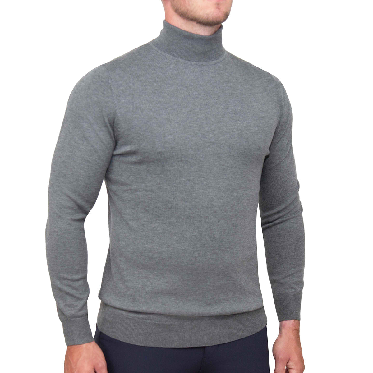 Mid-Weight Wool Turtleneck - Grey