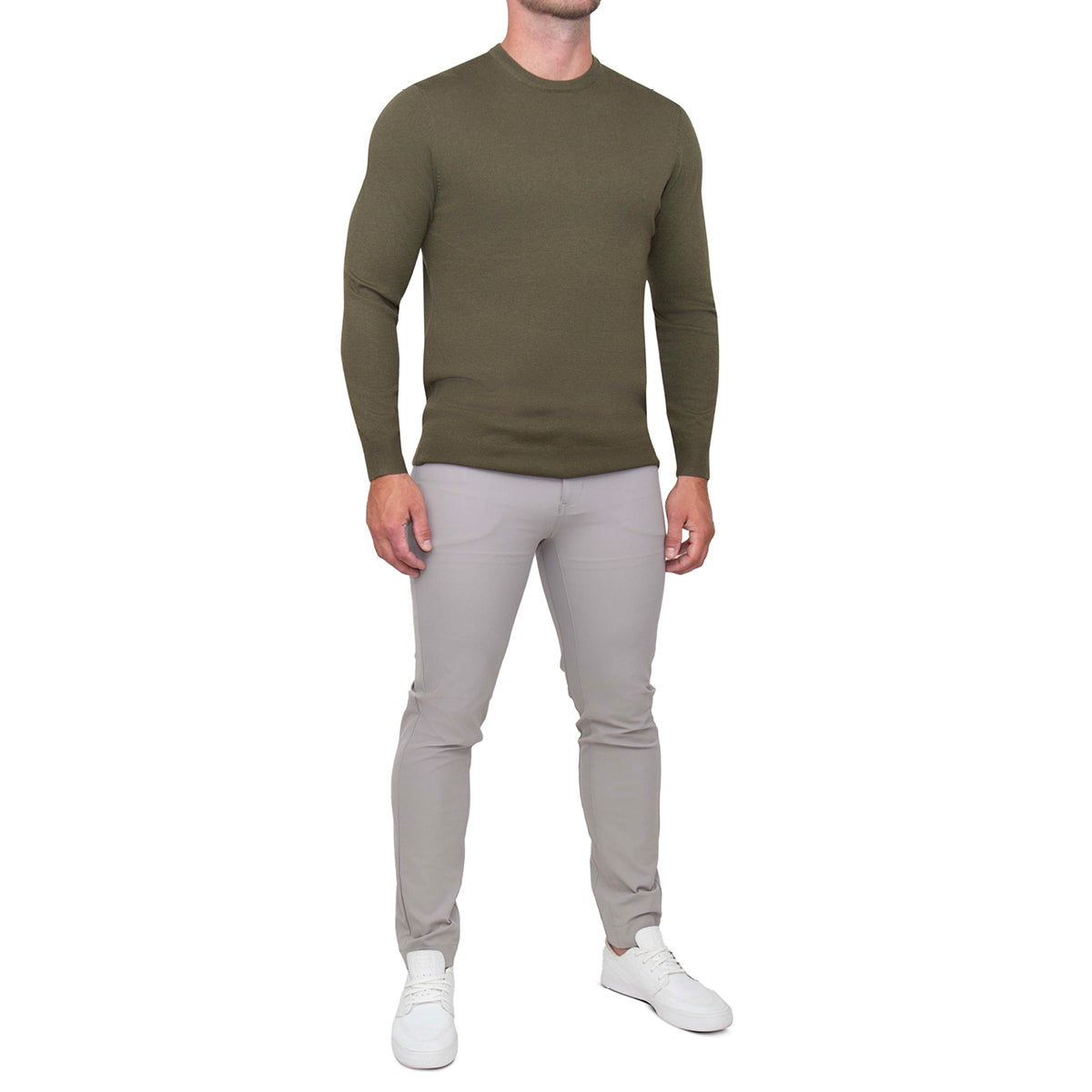 Mid-Weight Wool Crewneck - Olive