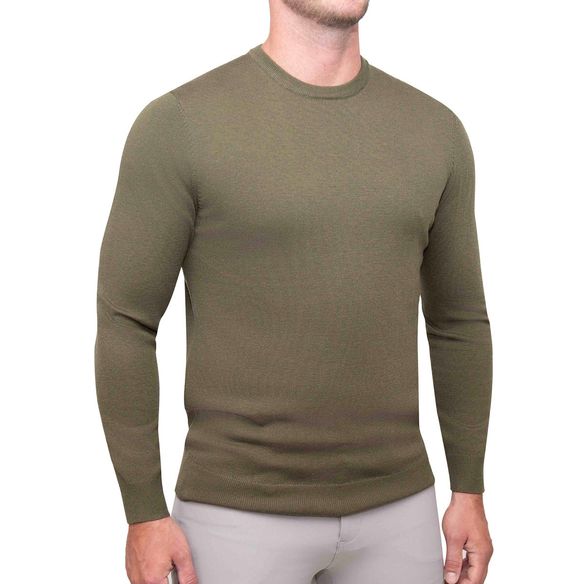 Mid-Weight Wool Crewneck - Olive