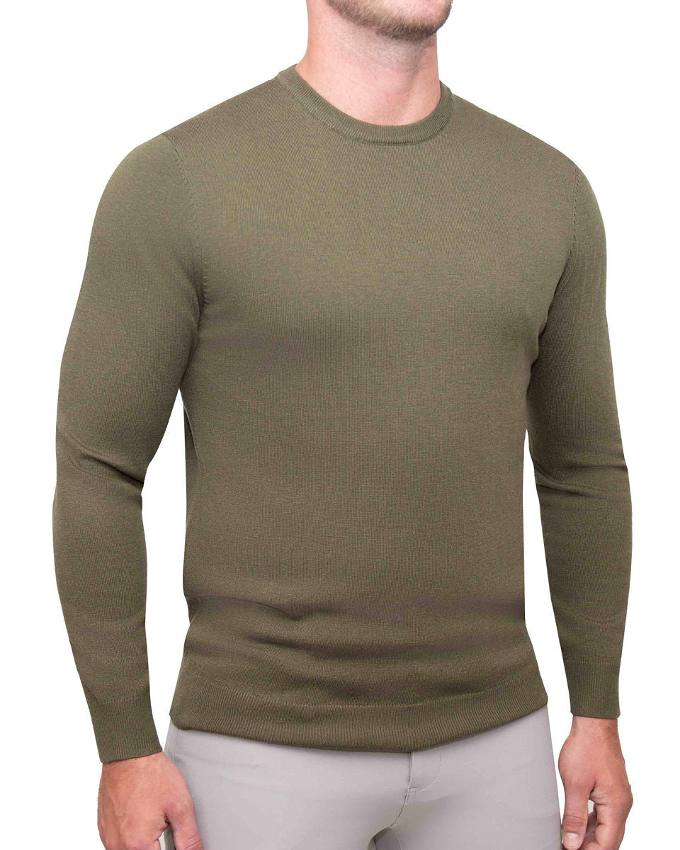 Mid-Weight Wool Crewneck - Olive