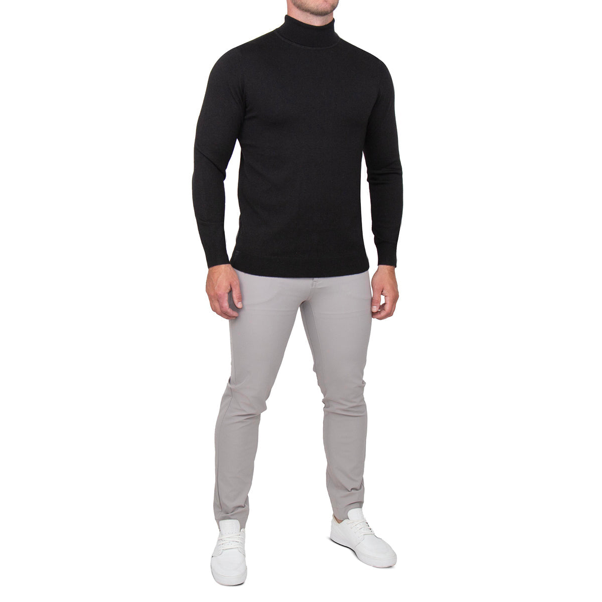 Mid-Weight Wool Turtleneck - Black