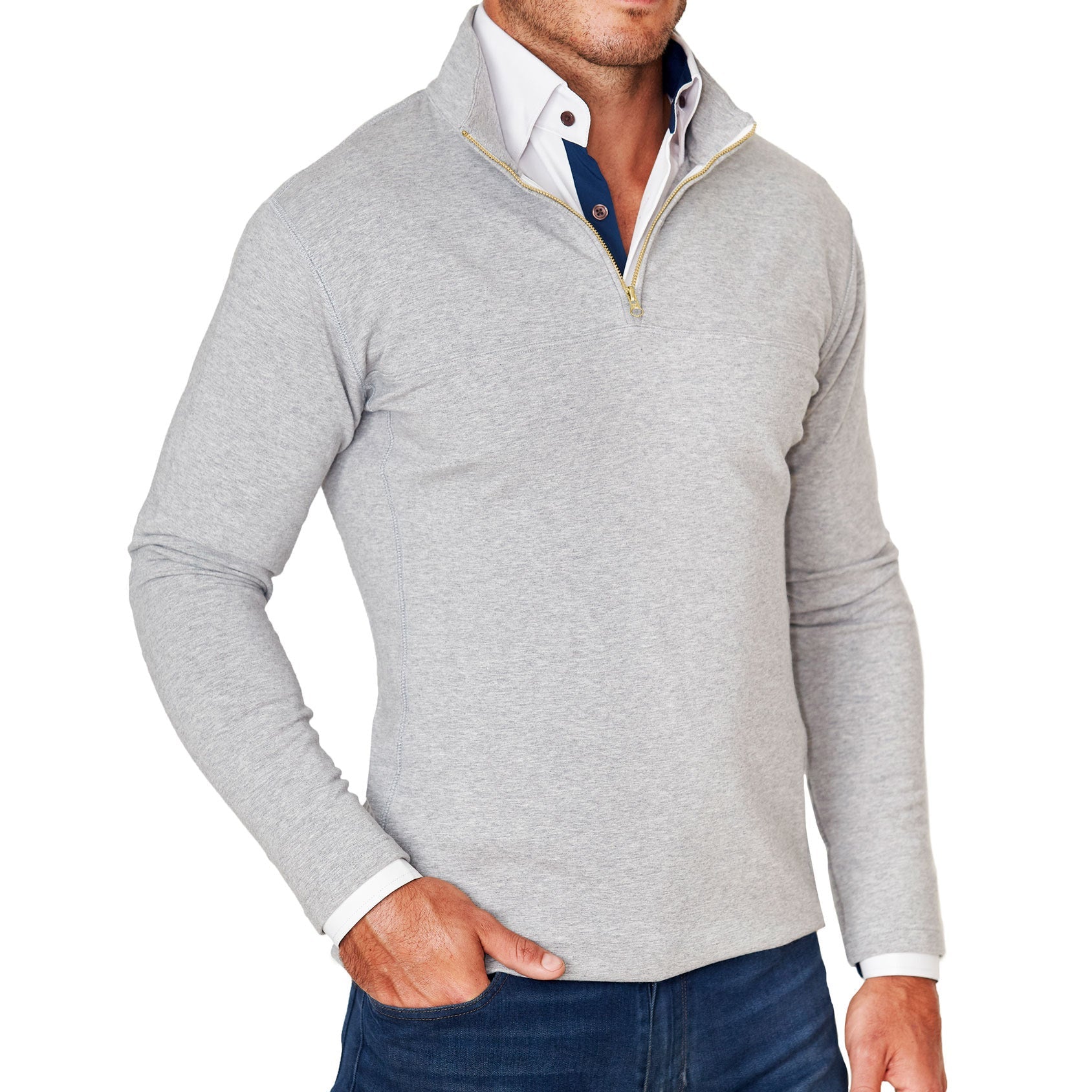 Quarter Zip Heathered Grey