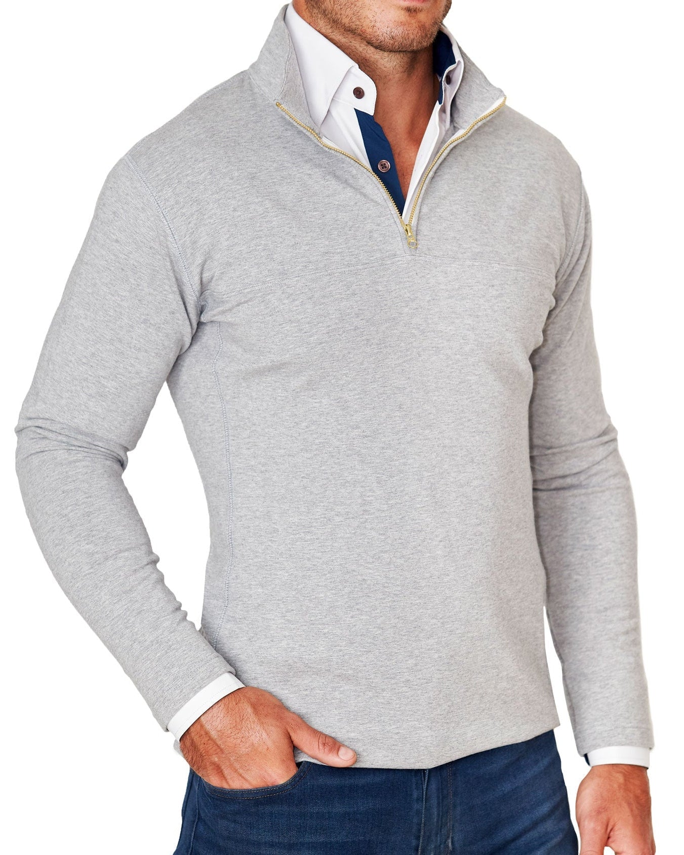 Quarter Zip - Heathered Grey