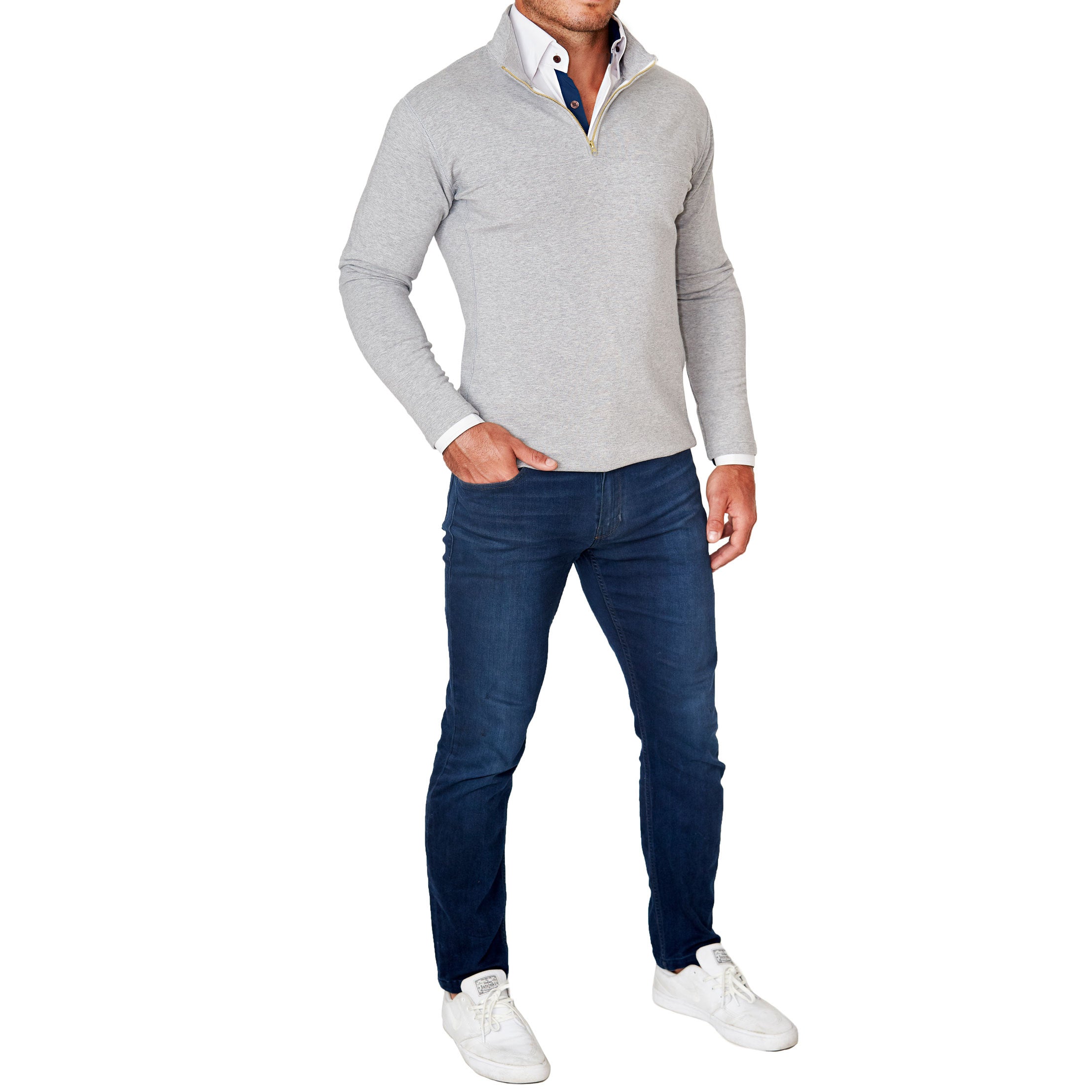 Quarter Zip - Heathered Grey