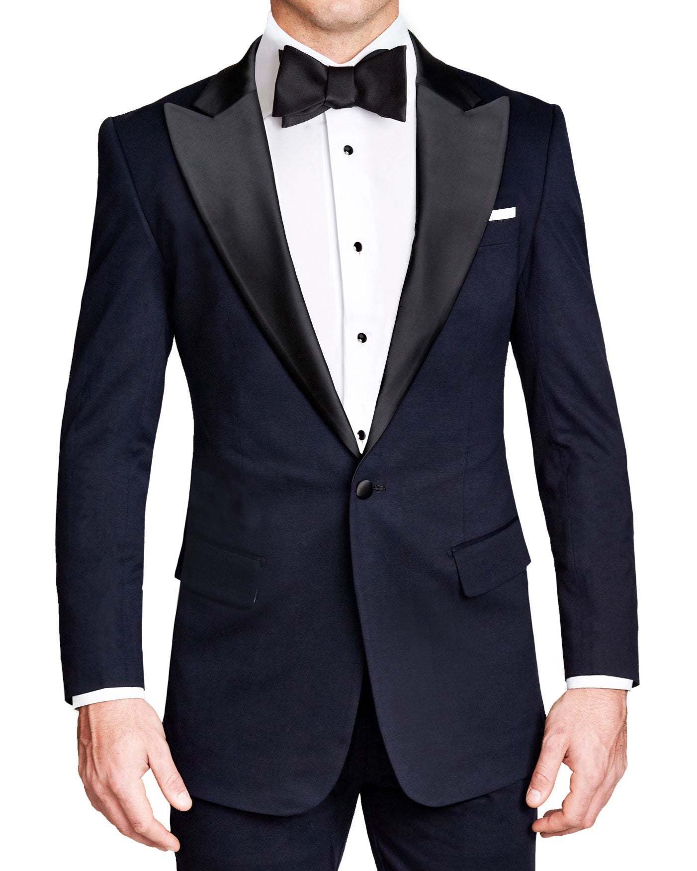 Athletic Fit Stretch Tuxedo - Navy with Peak Lapel