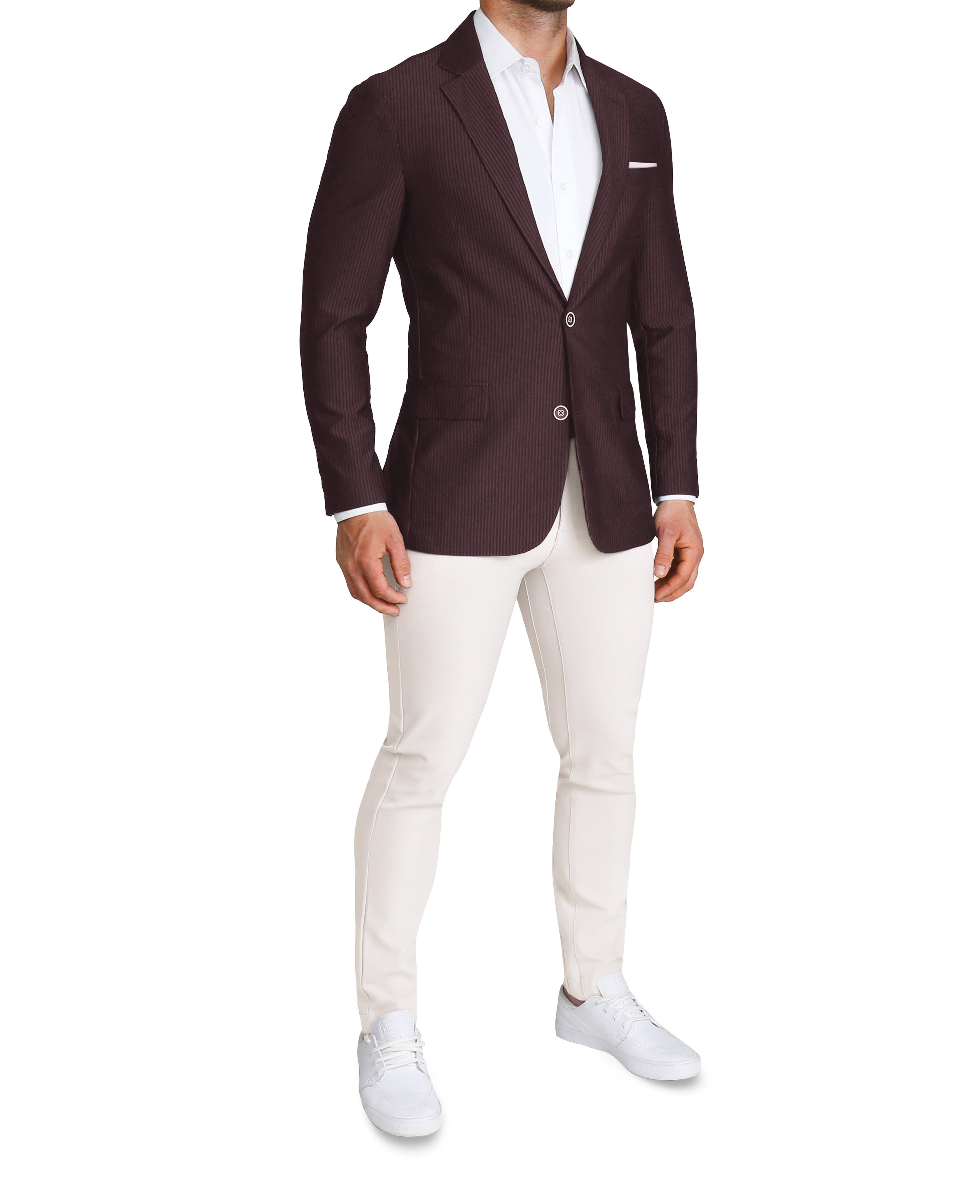 Athletic Fit Stretch Blazer - Plum Seersucker