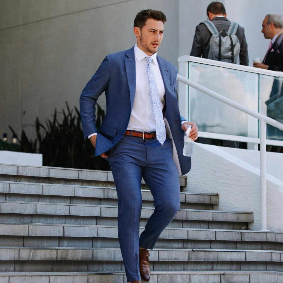 Athletic Fit Stretch Blazer - Heathered Blue