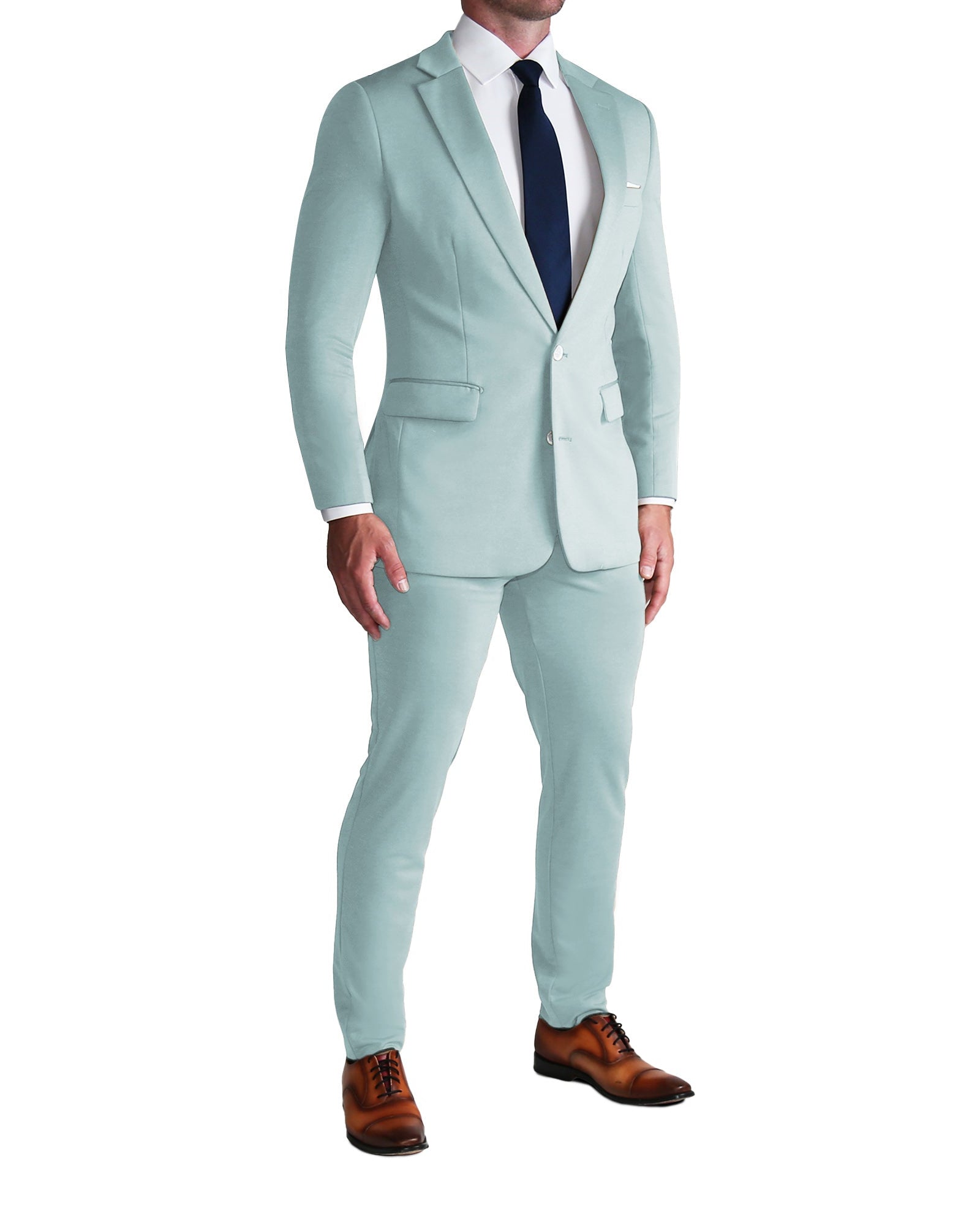 Athletic Fit Stretch Suit - Solid Cool Blue