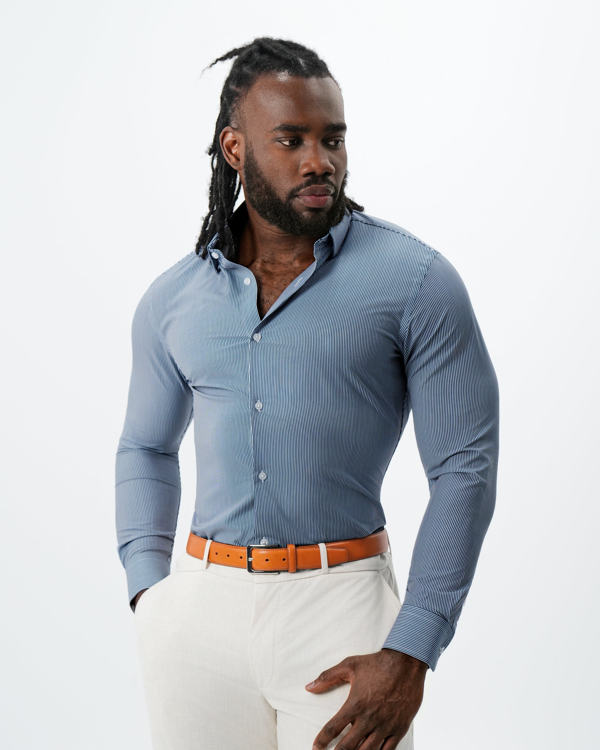 "The Hugo" Navy Pinstripe