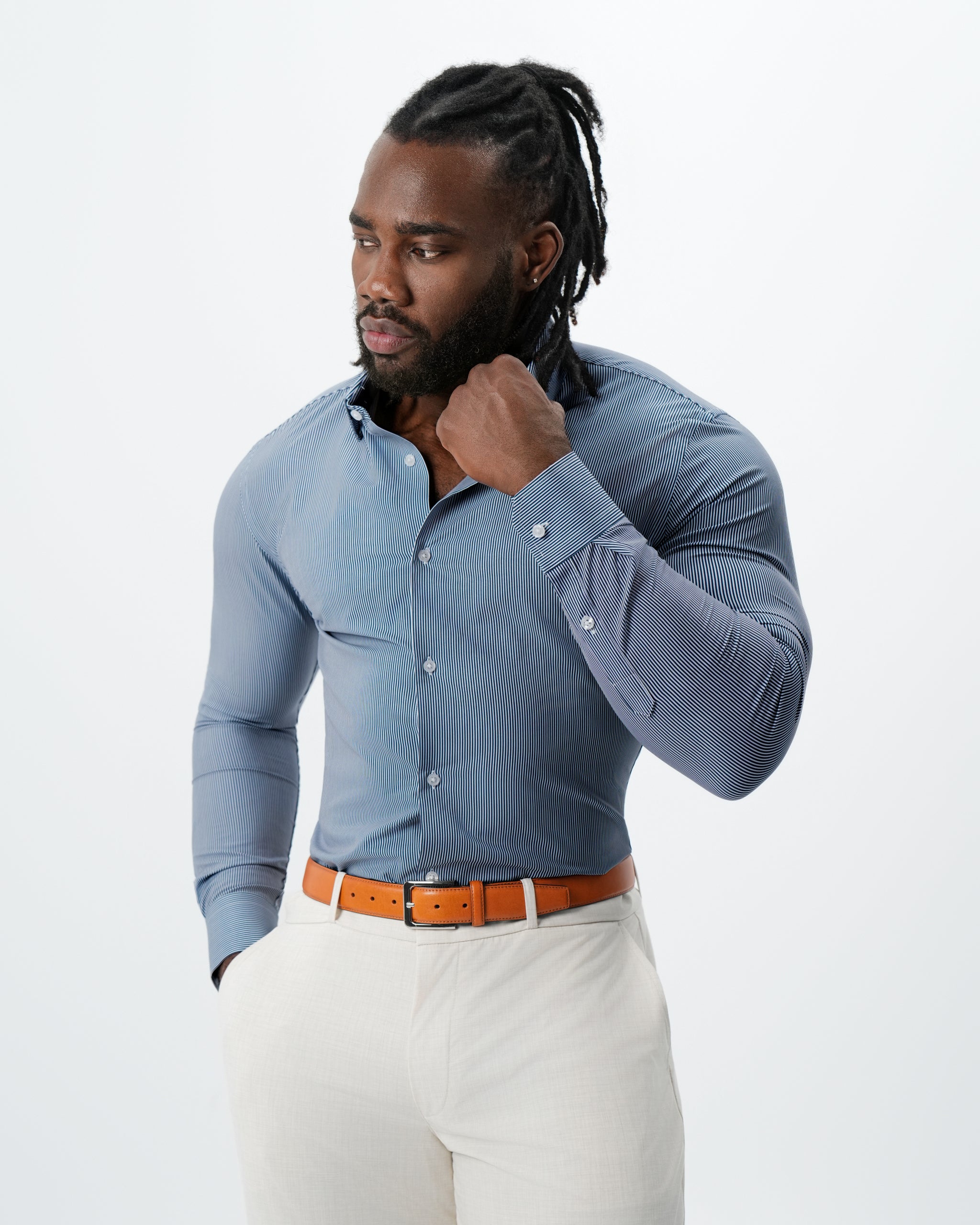 "The Hugo" Navy Pinstripe