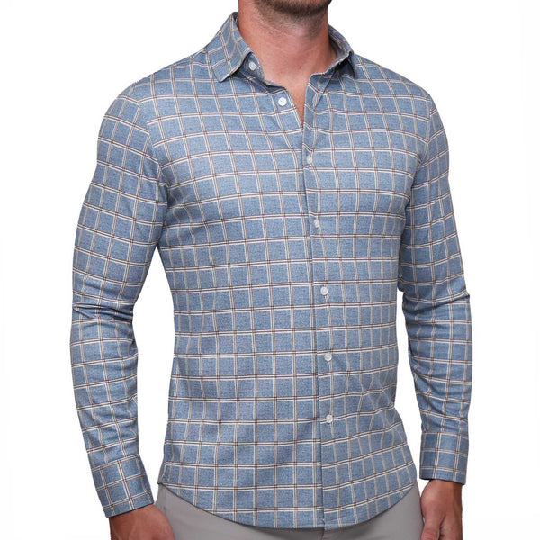 "The Ford" Blue & Red Windowpane Casual Button Down