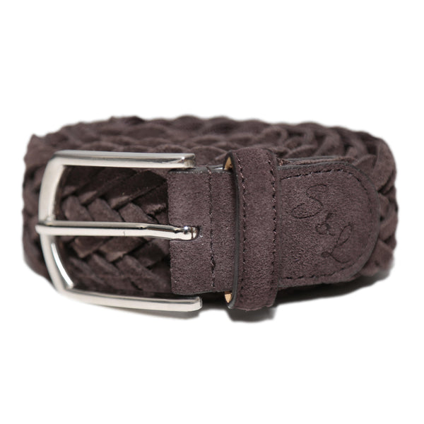 Dark Brown - Suede Braided Belt