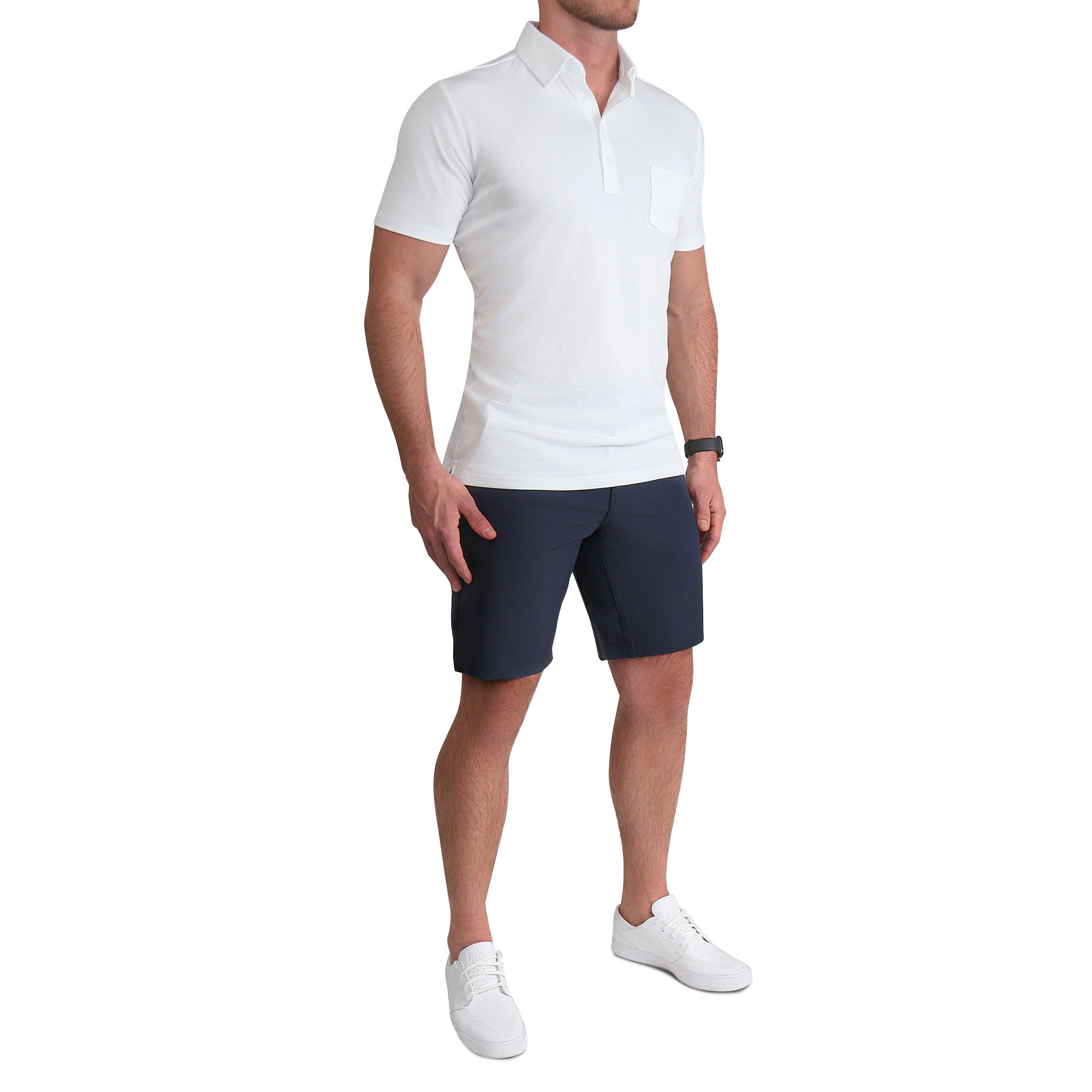 "The Noah" White Pique Polo