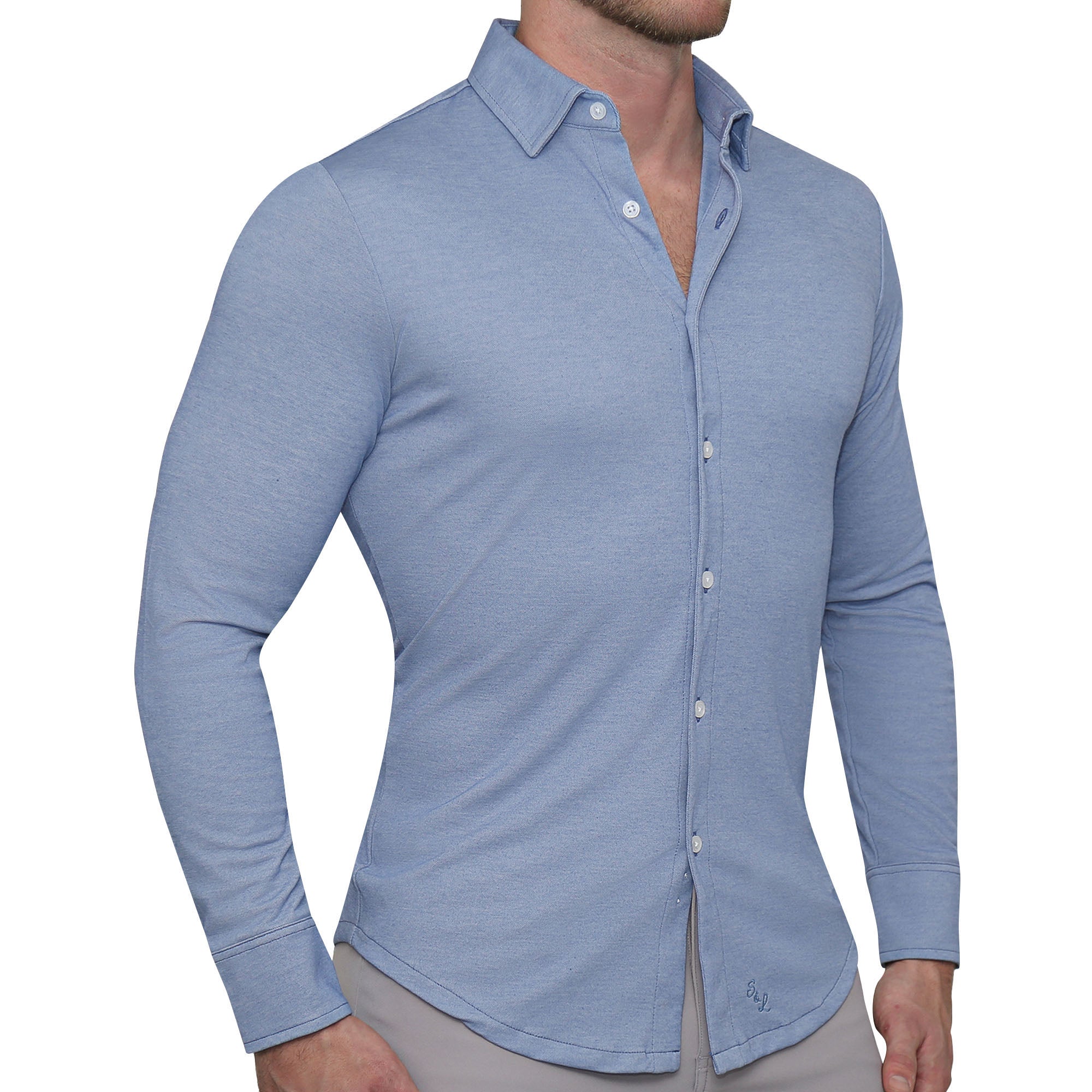 "The Dylan" Sky Blue Pique Button Down