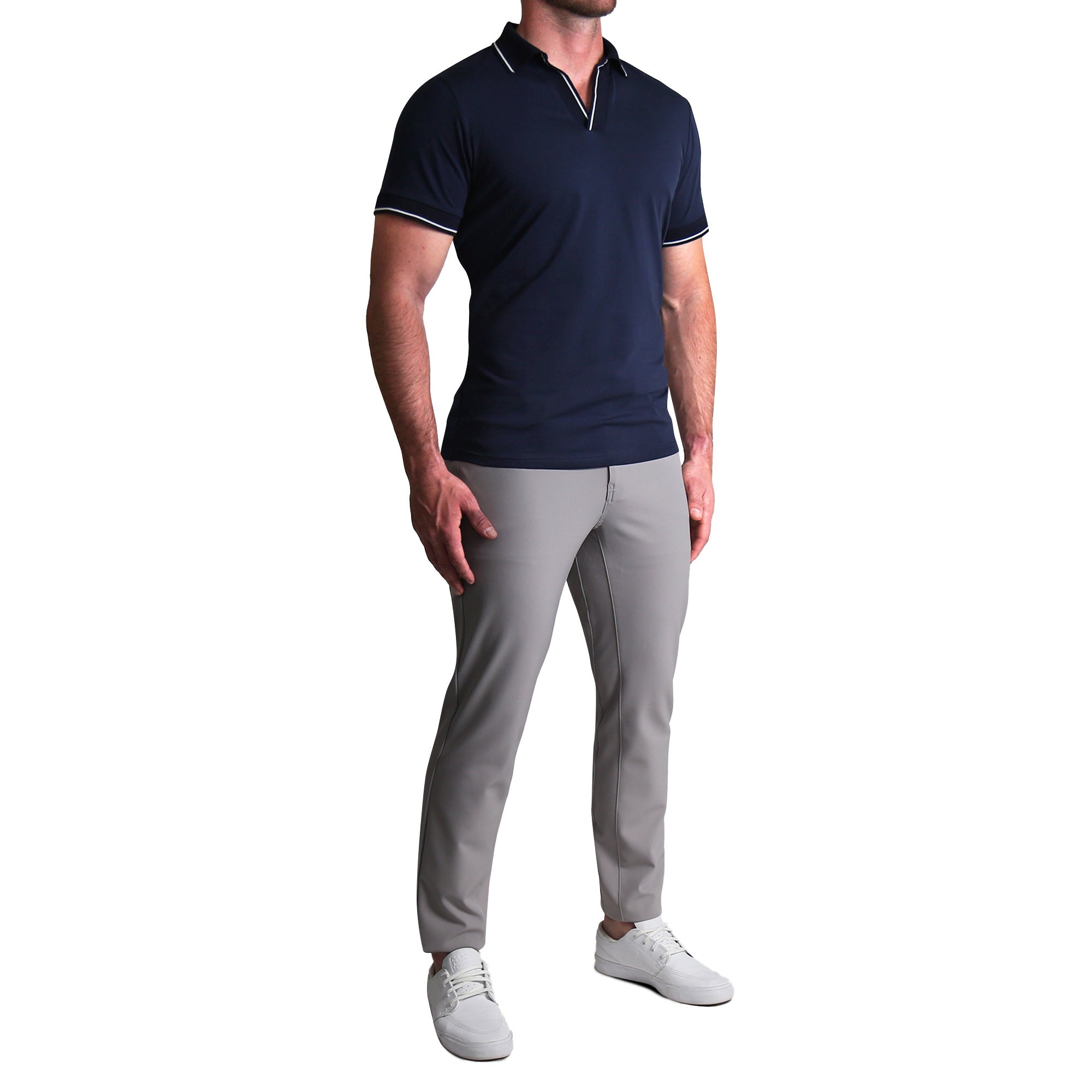 "The Rhett" Navy With White Tipped Polo