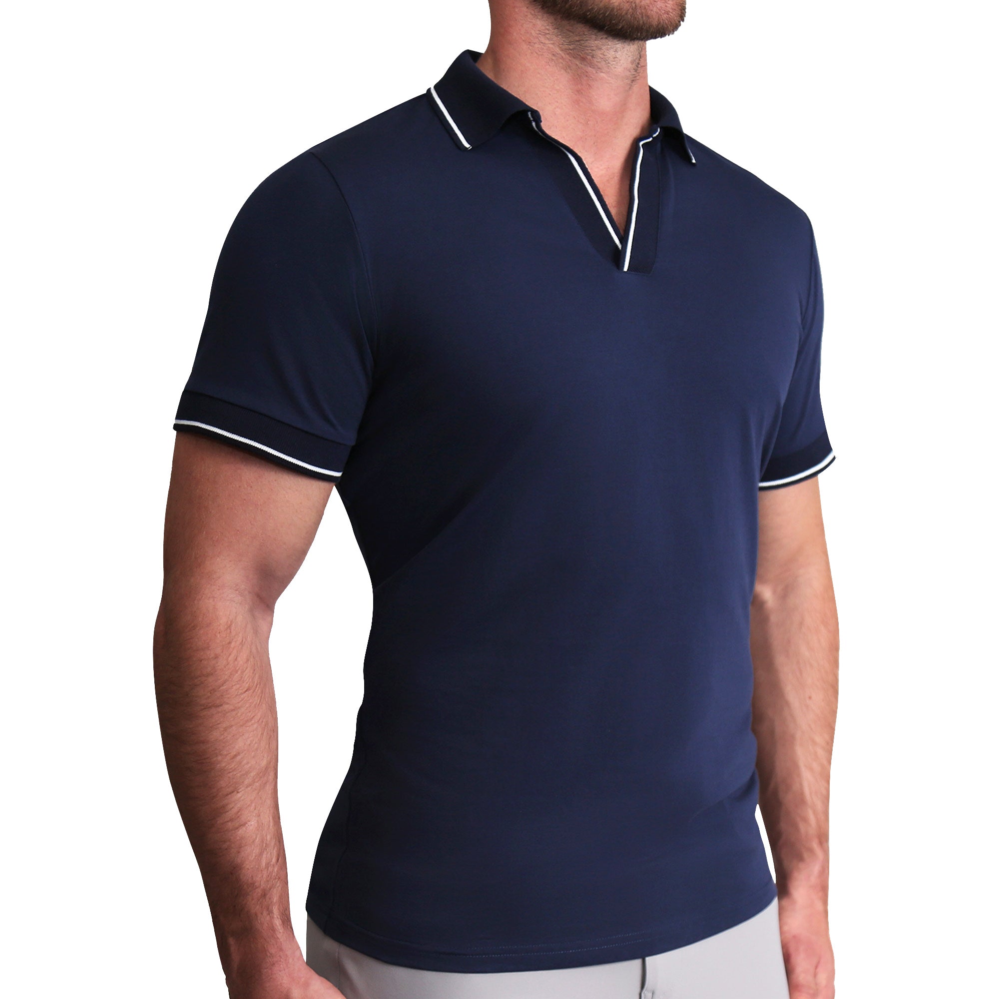 "The Rhett" Navy With White Tipped Polo