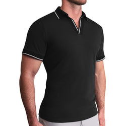 "The Gage" Black with White Tipped Polo