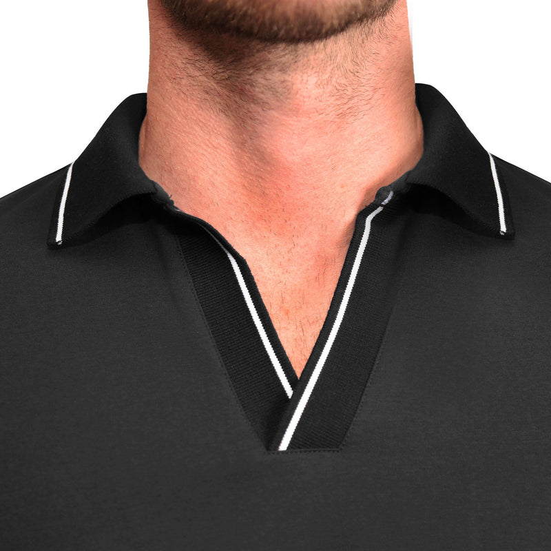 "The Gage" Black with White Tipped Polo