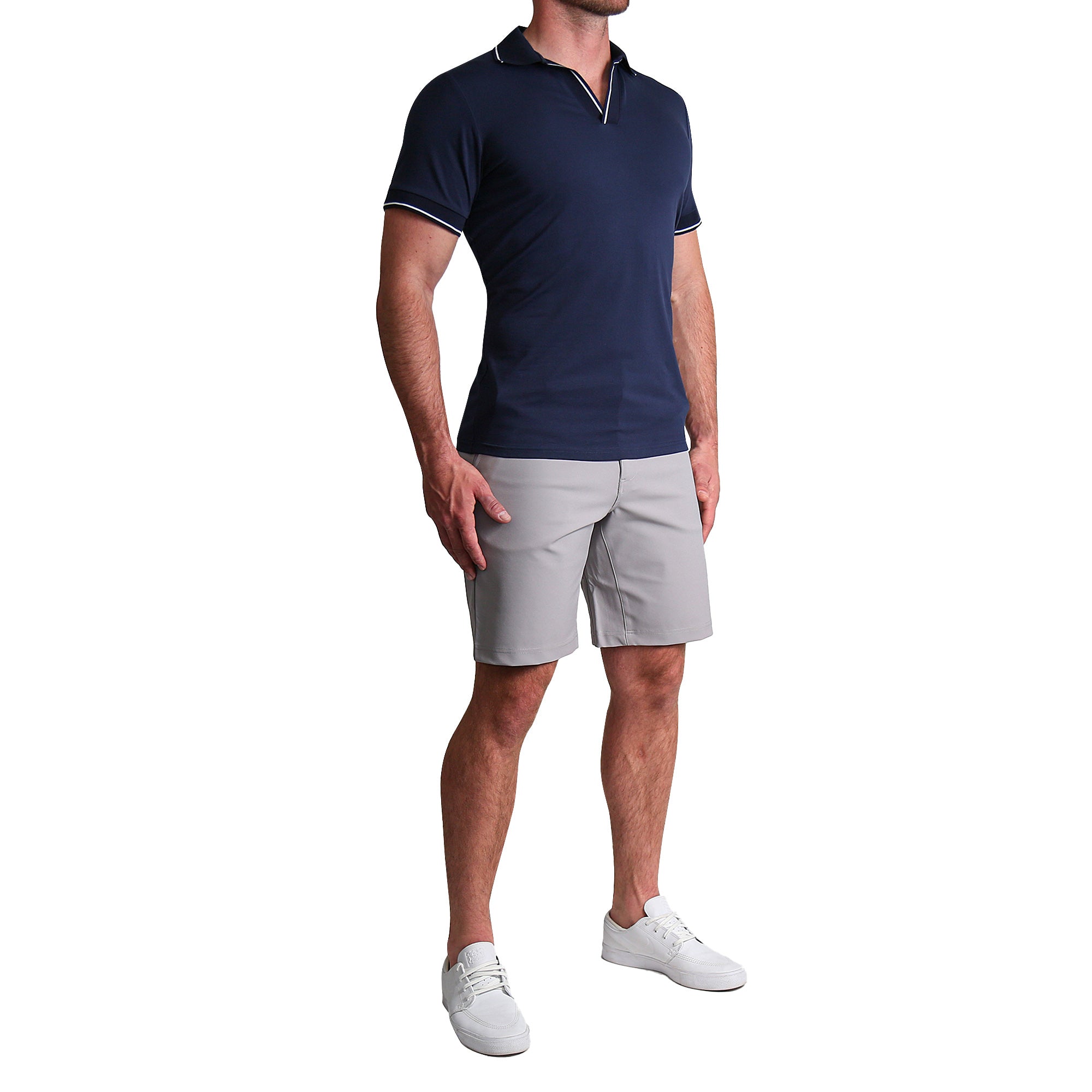 "The Rhett" Navy With White Tipped Polo