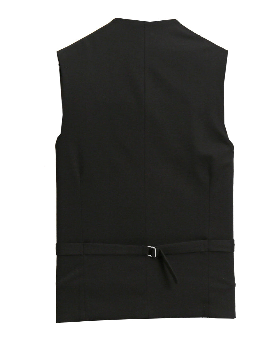 Athletic Fit Stretch Suit Vest - Solid Black