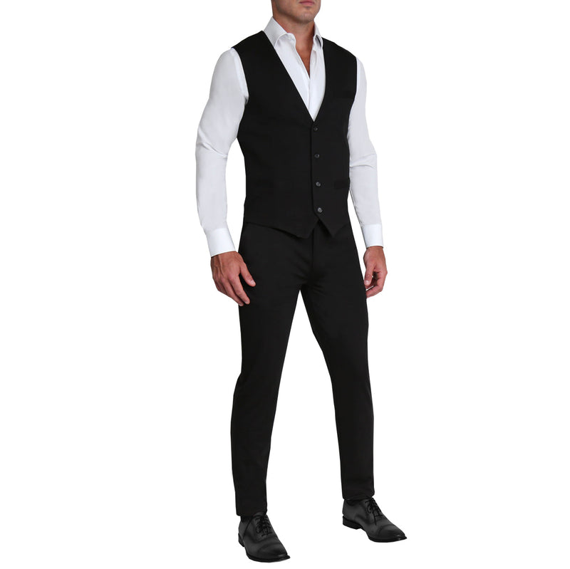 Athletic Fit Stretch Suit Vest - Solid Black - State and Liberty Clothing  Company Canada
