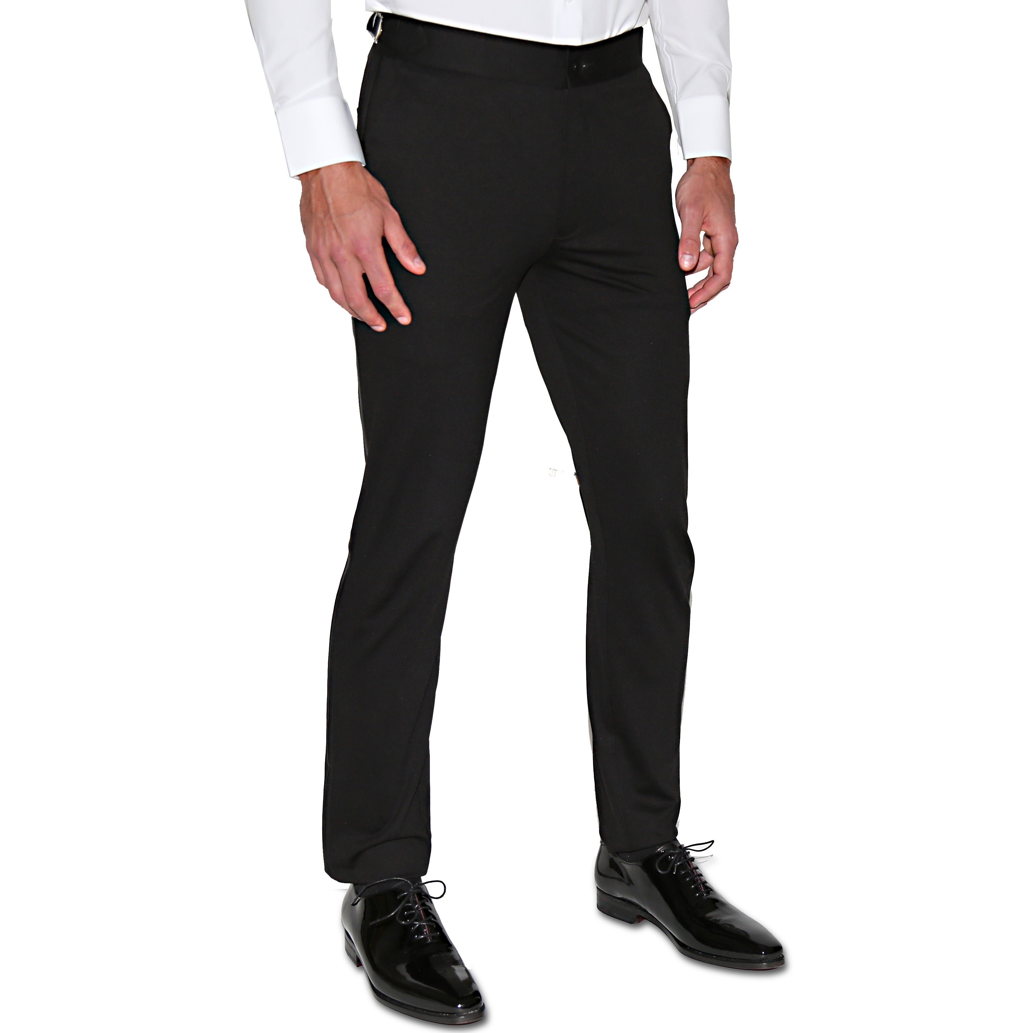 Athletic Fit Stretch Tuxedo Pants - Solid Black