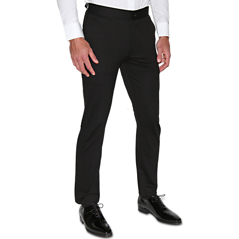 Athletic Fit Stretch Tuxedo Pants - Solid Black - State and