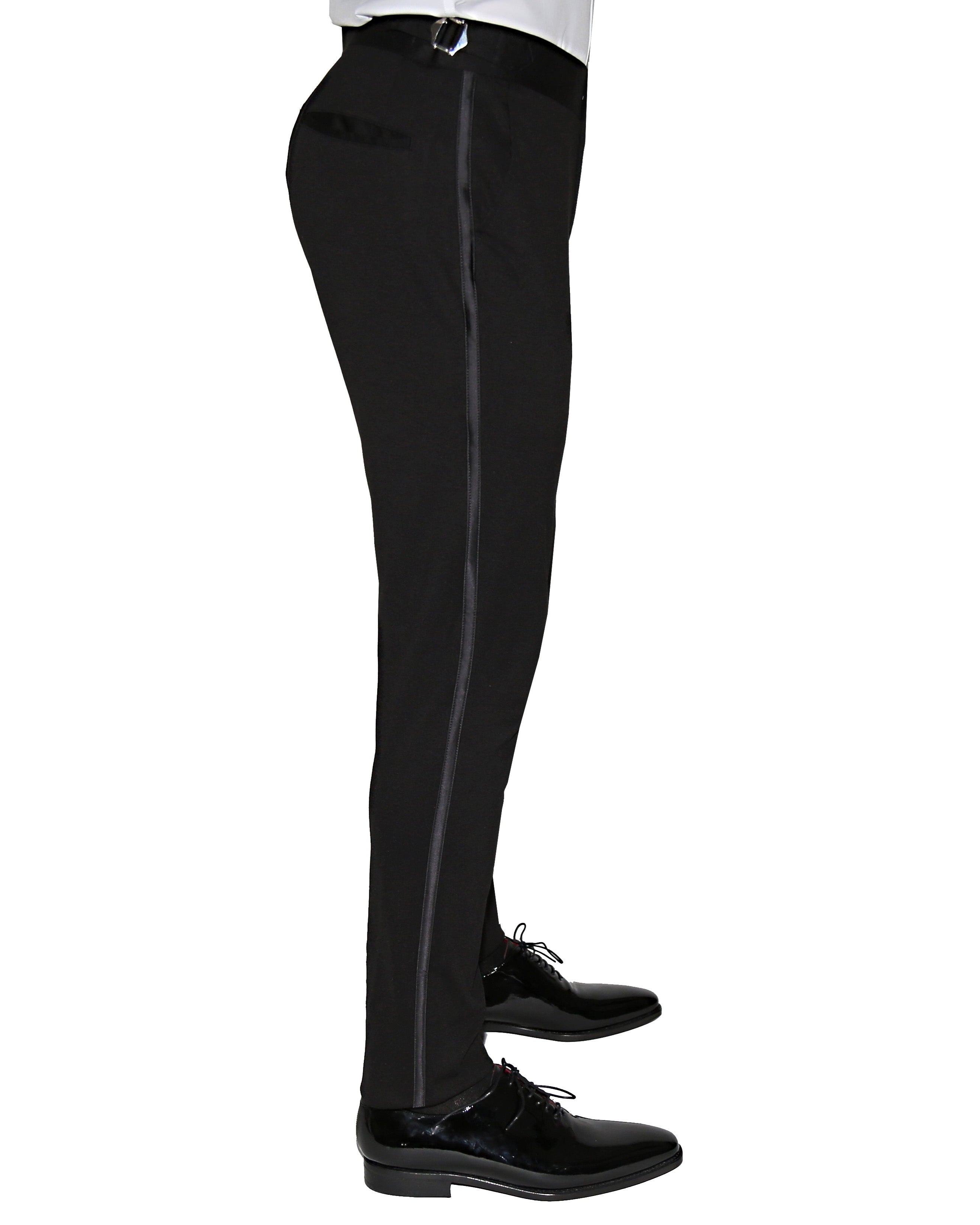 Athletic Fit Stretch Tuxedo - Black with Peak Lapel