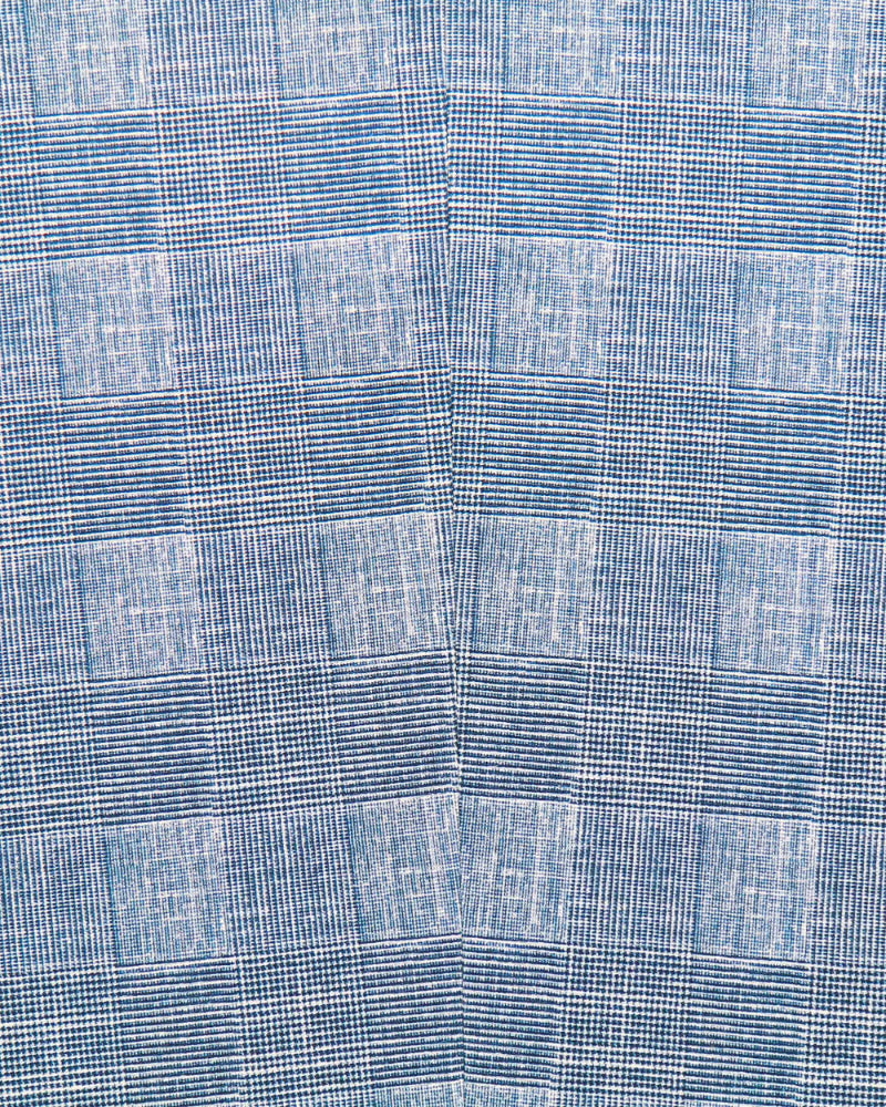 Close-up of blue checkered fabric pattern