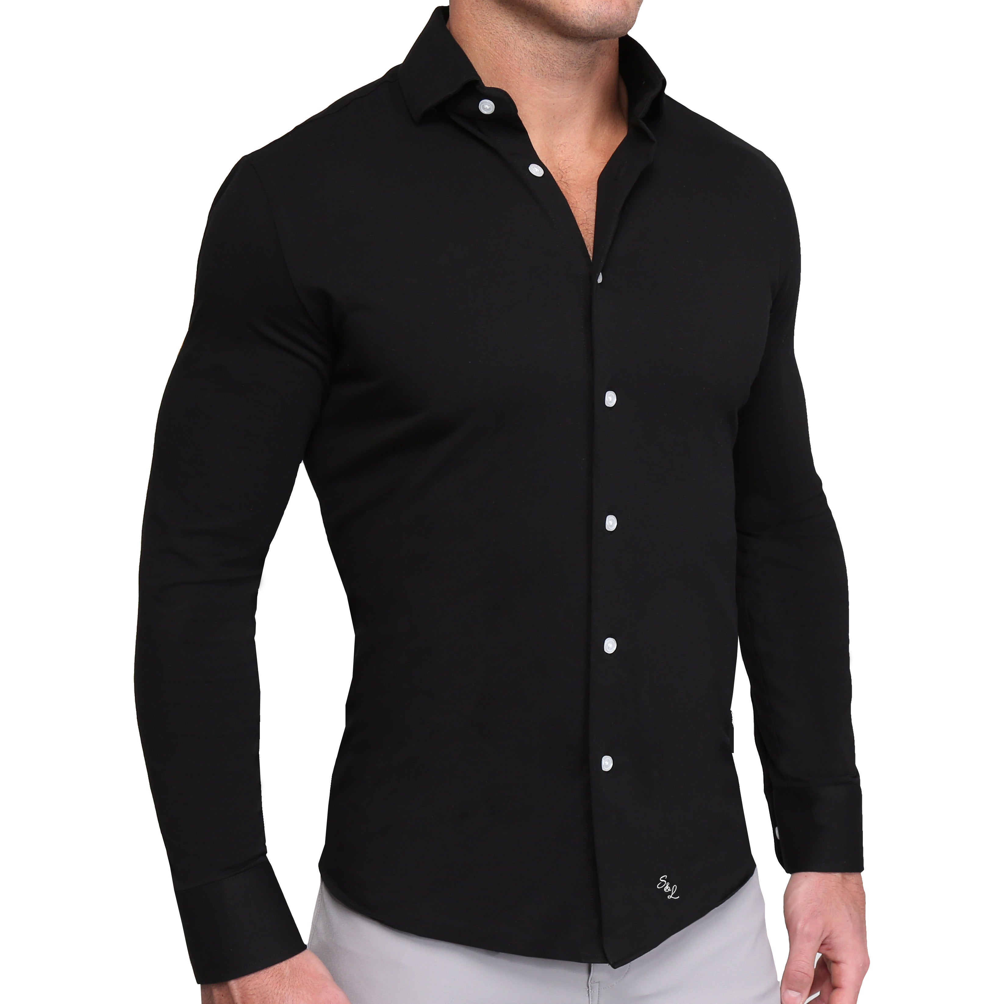 "The Dexter" Black Casual Button Down