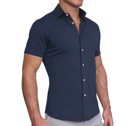 "The Hawkins" Navy Short Sleeve Button Down