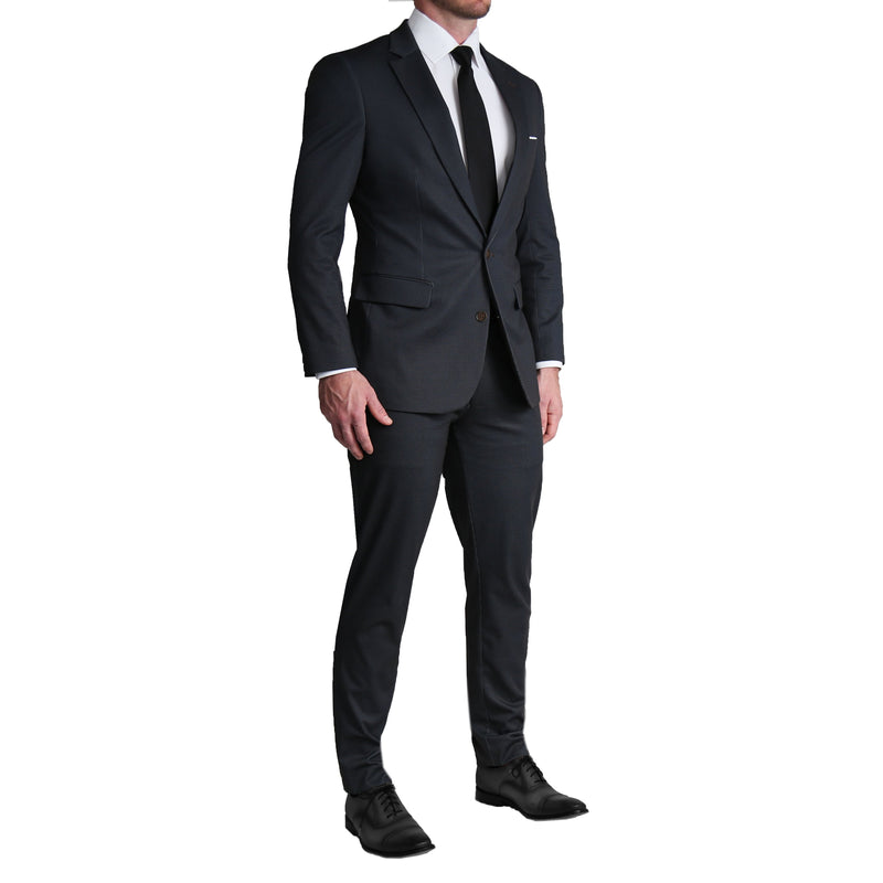 Athletic Fit Stretch Suit - Knit Charcoal Microcheck (Special Order: 5-Week Lead-Time)