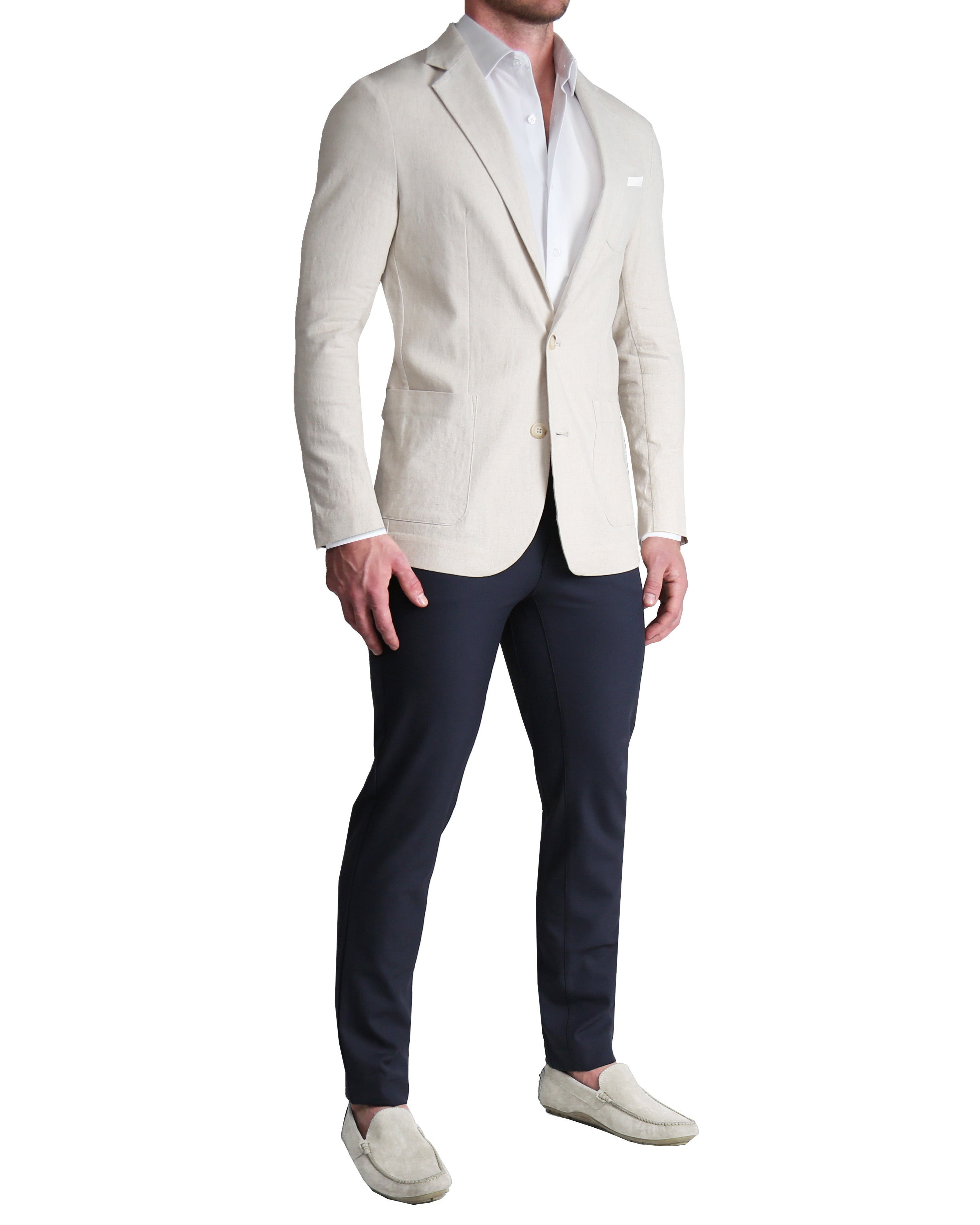 Unstructured Linen Blazer - Cream