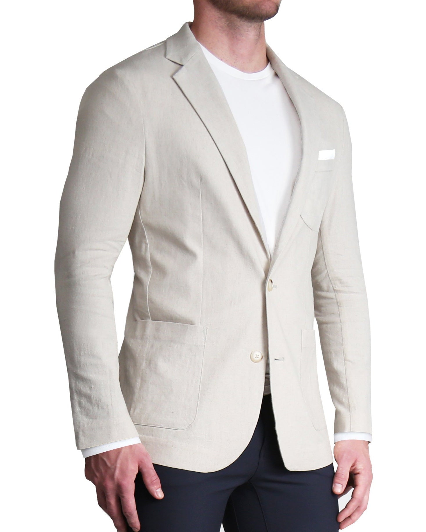 Unstructured Linen Blazer - Cream