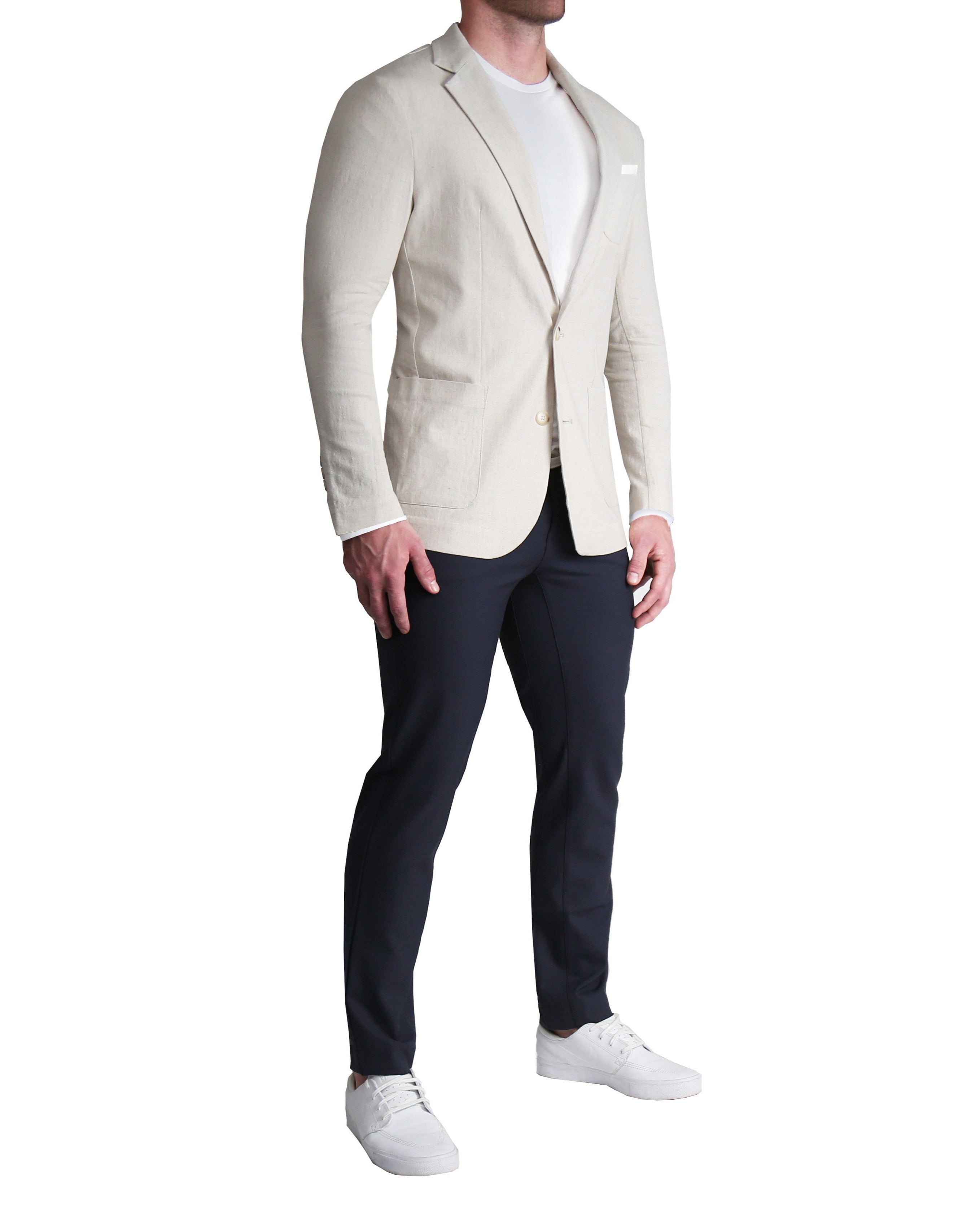 Unstructured Linen Blazer - Cream