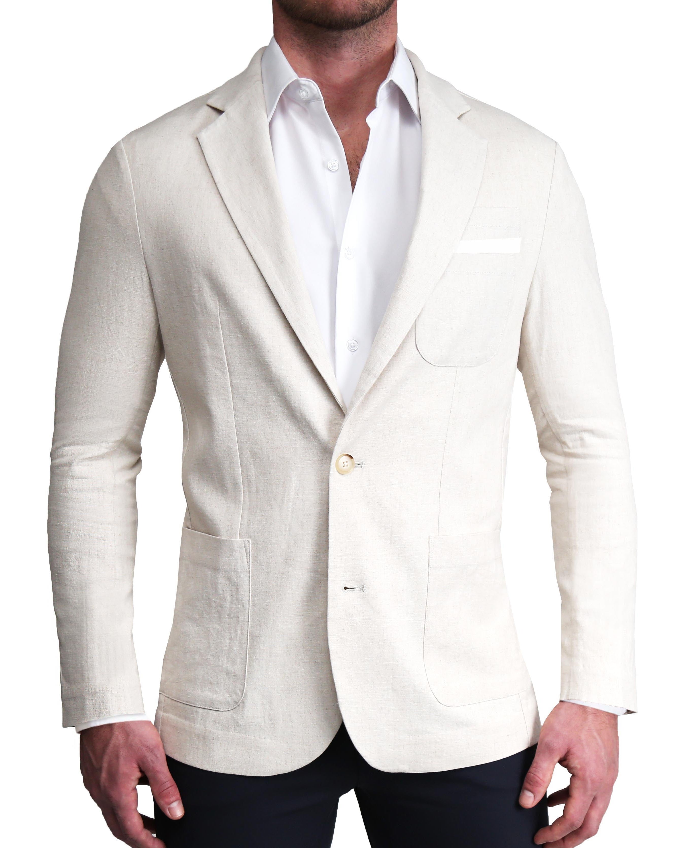 Unstructured Linen Blazer - Cream