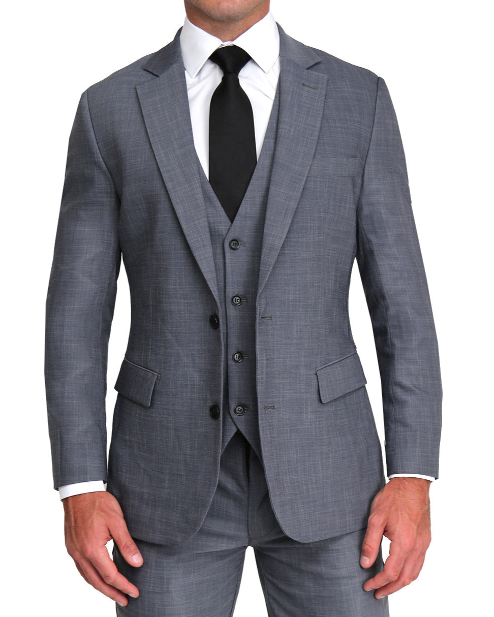 Athletic Fit Stretch Suit Vest - Heathered Grey