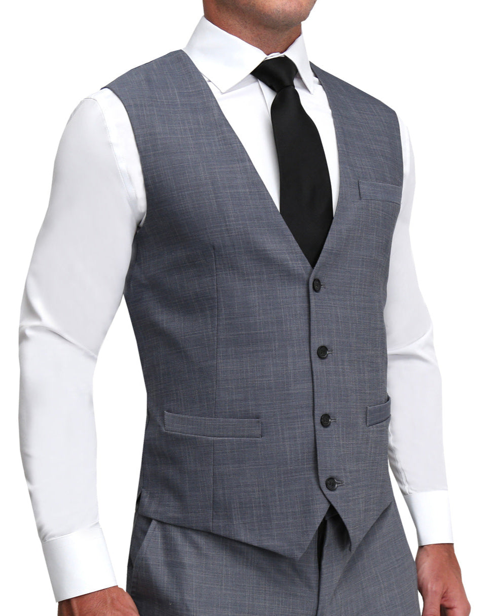 Athletic Fit Stretch Suit Vest - Heathered Grey
