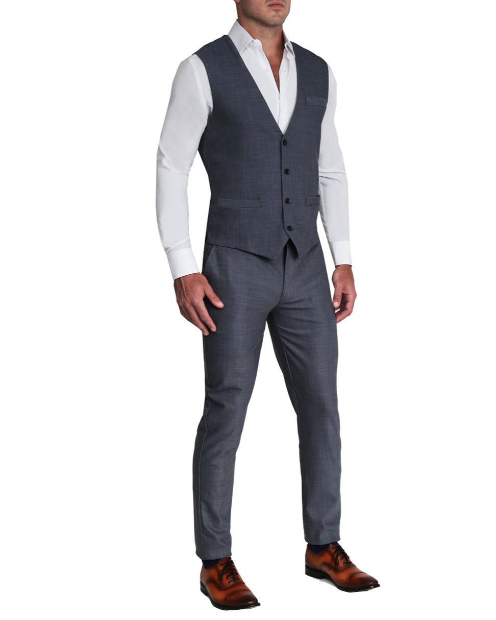 Athletic Fit Stretch Suit Vest - Heathered Grey
