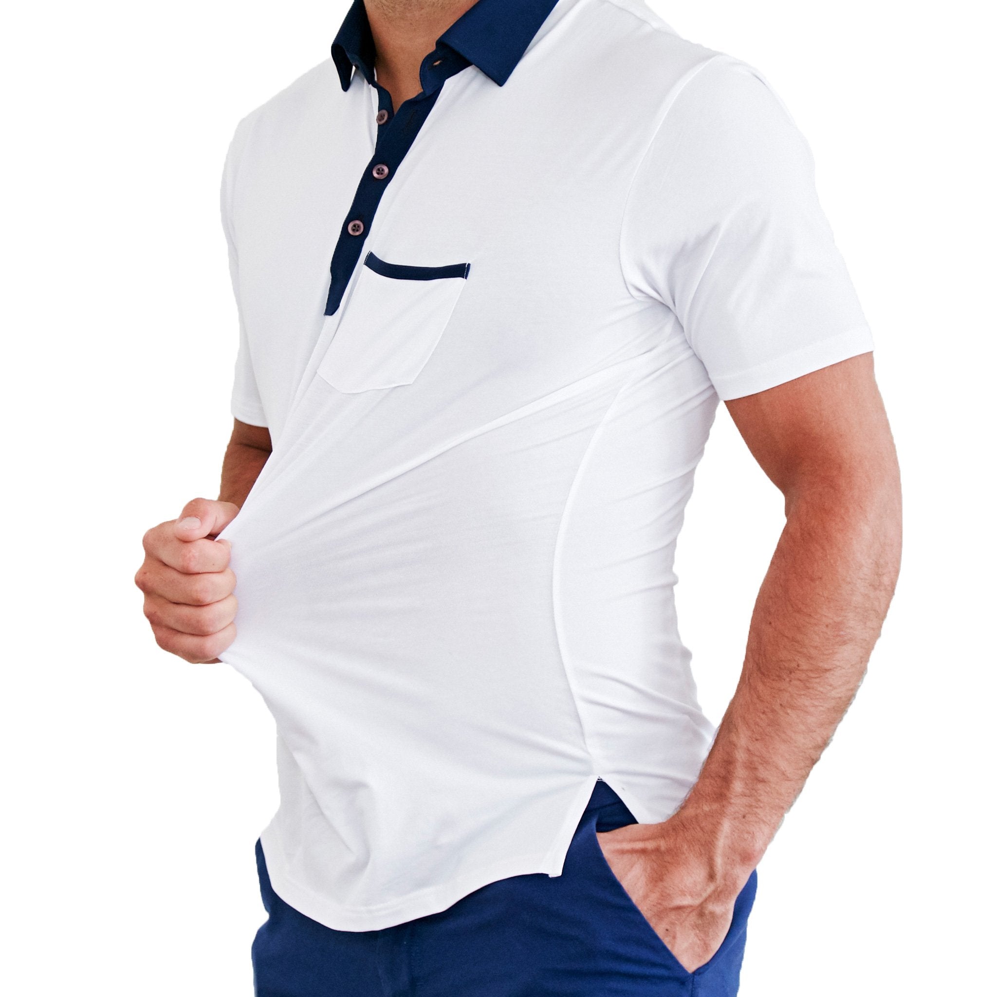 "The Felix" Blue on White Polo - Classic Fit