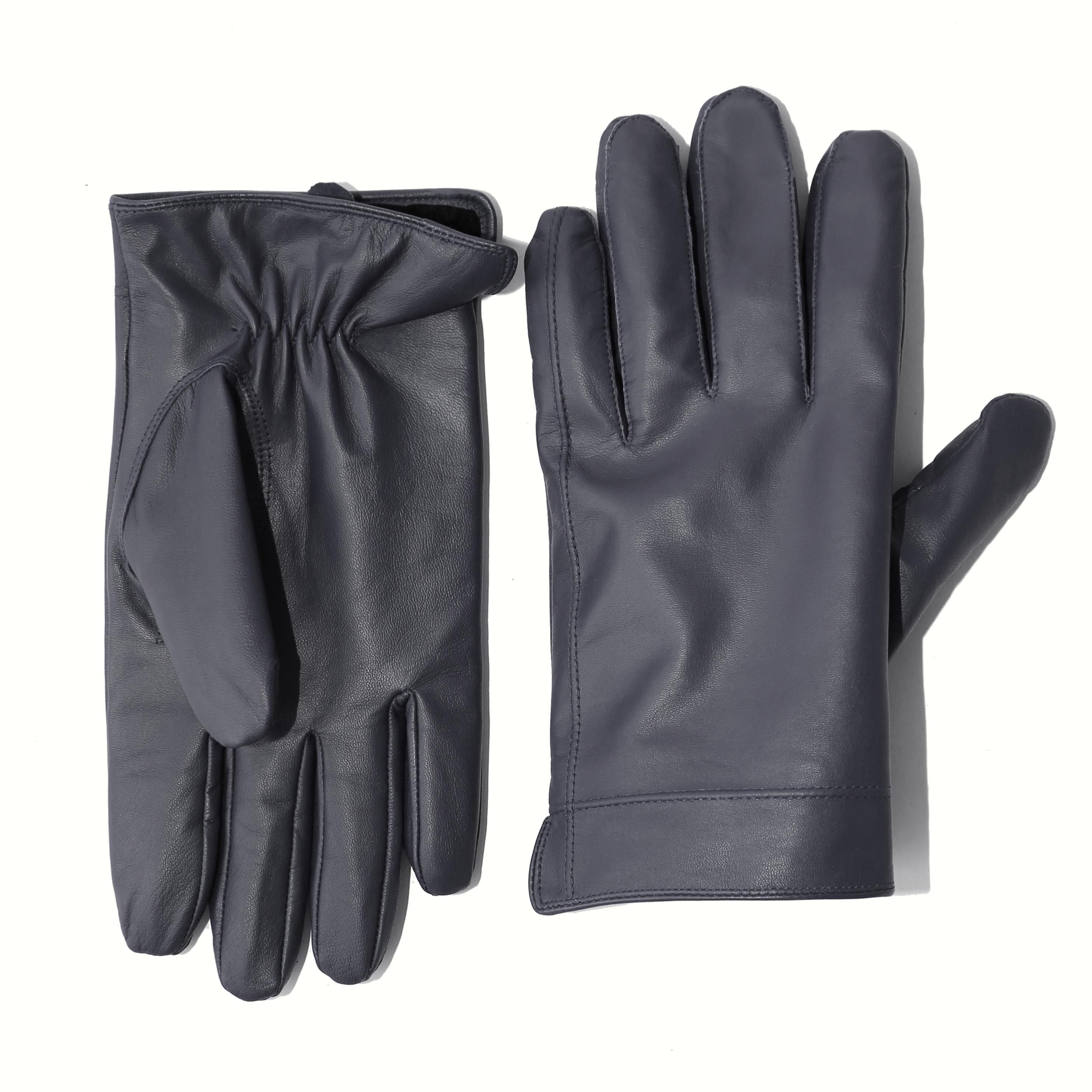 Leather Gloves - Navy