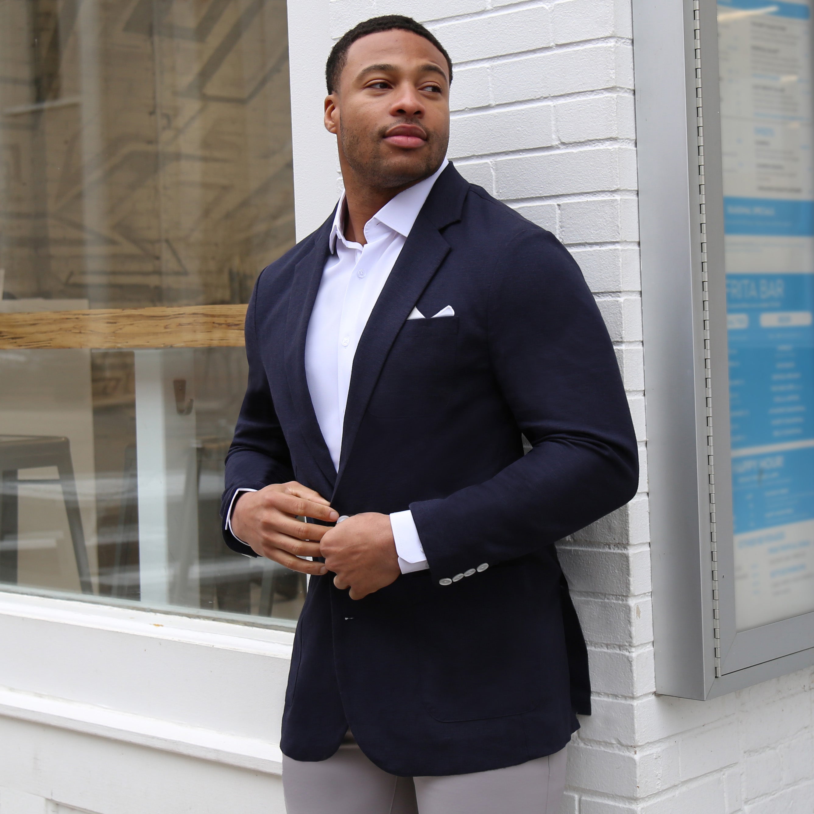 Unstructured Linen Blazer - Navy